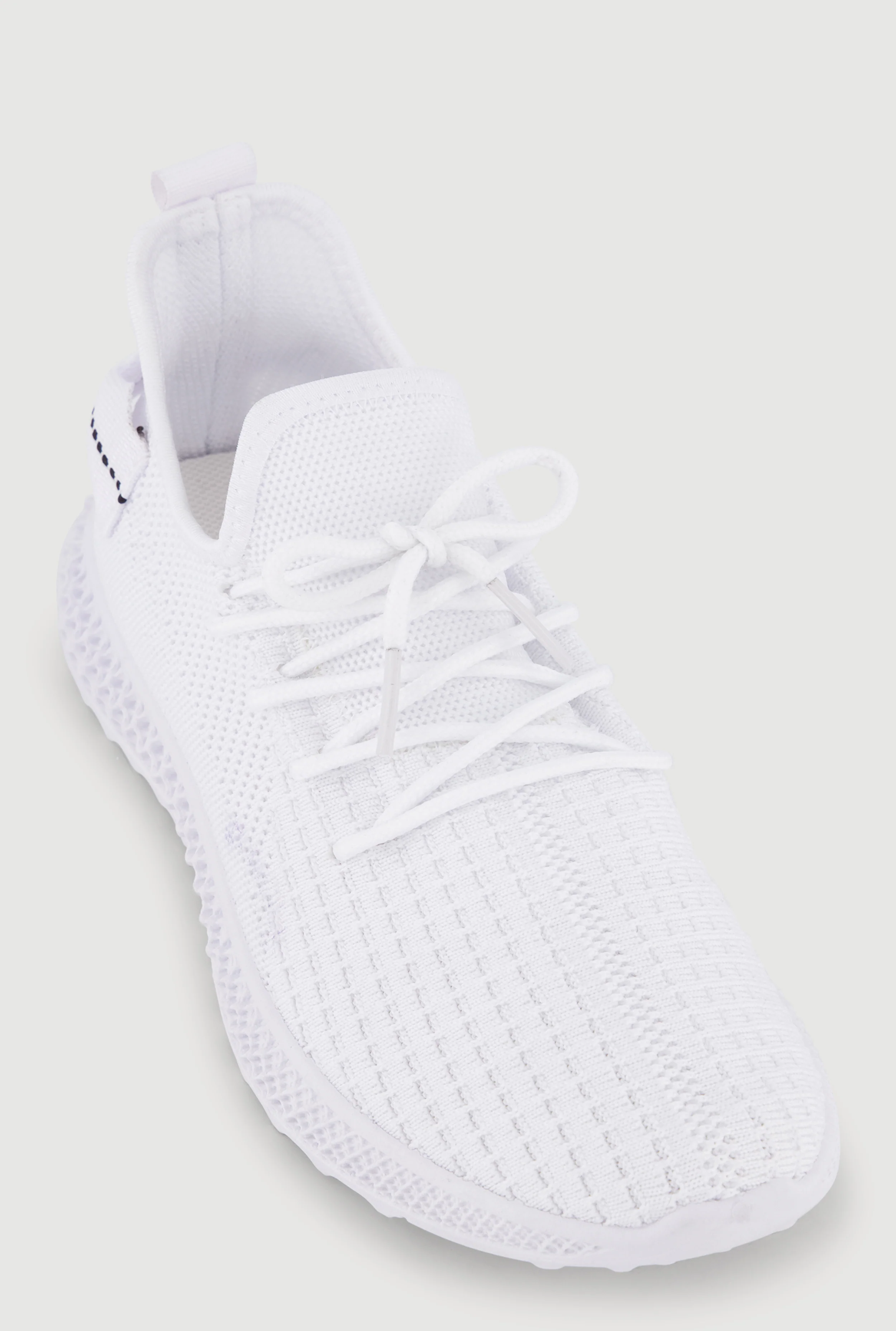 Solid Textured Knit Lace Up Low Top Sneakers