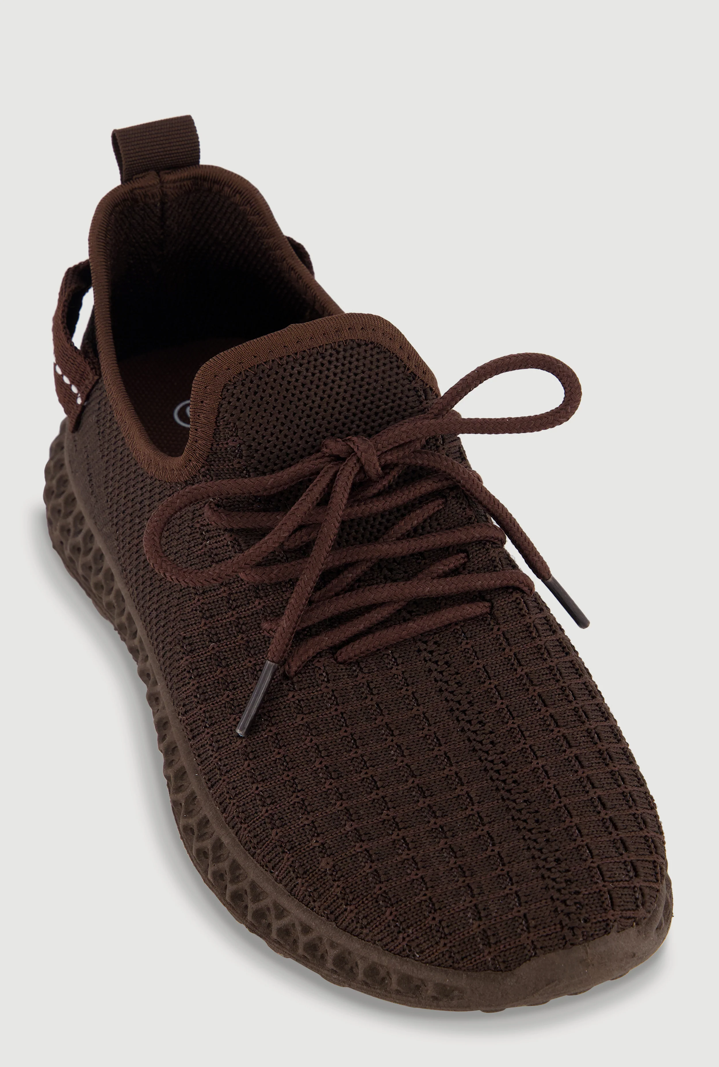 Solid Textured Knit Lace Up Low Top Sneakers