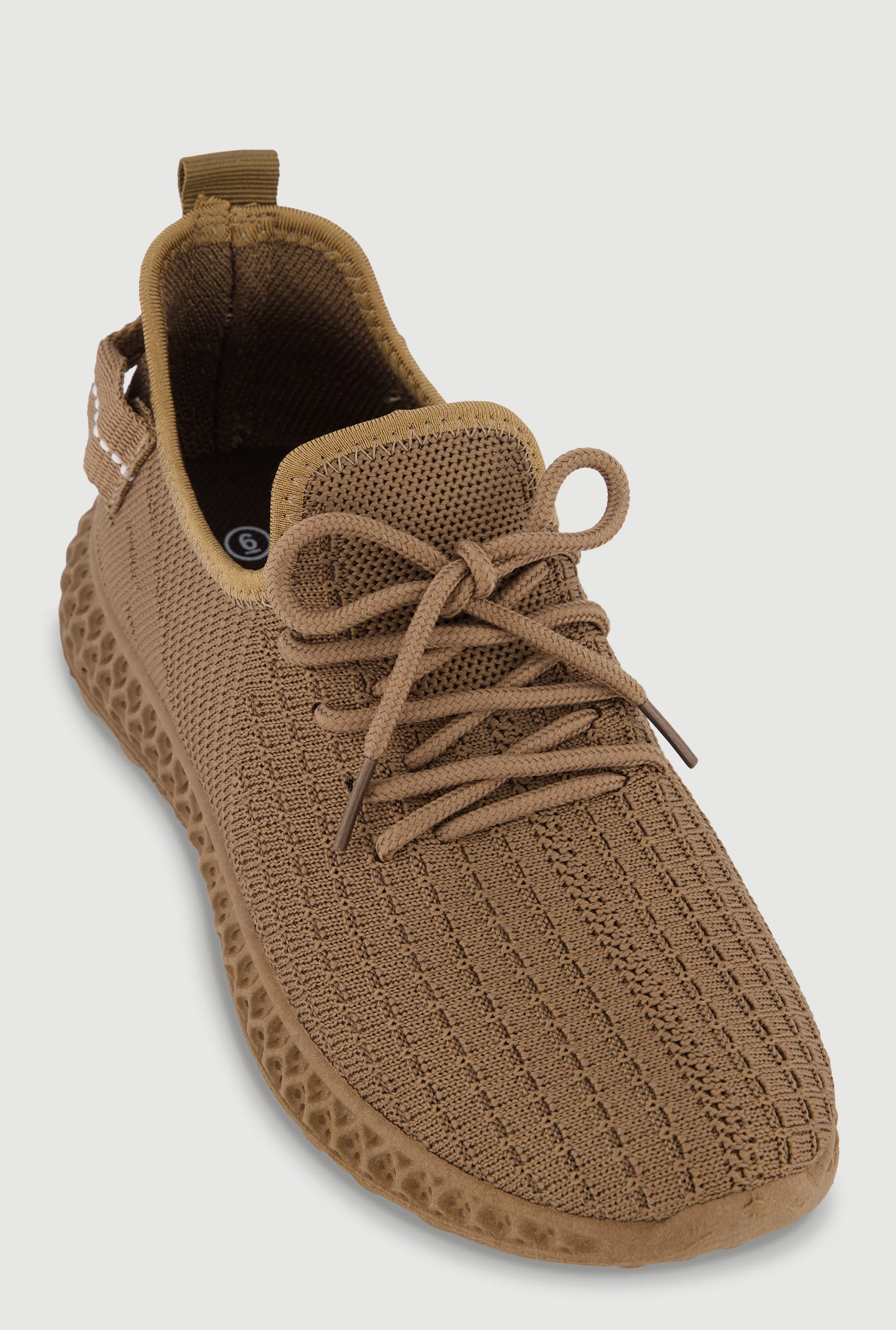 Solid Textured Knit Lace Up Low Top Sneakers