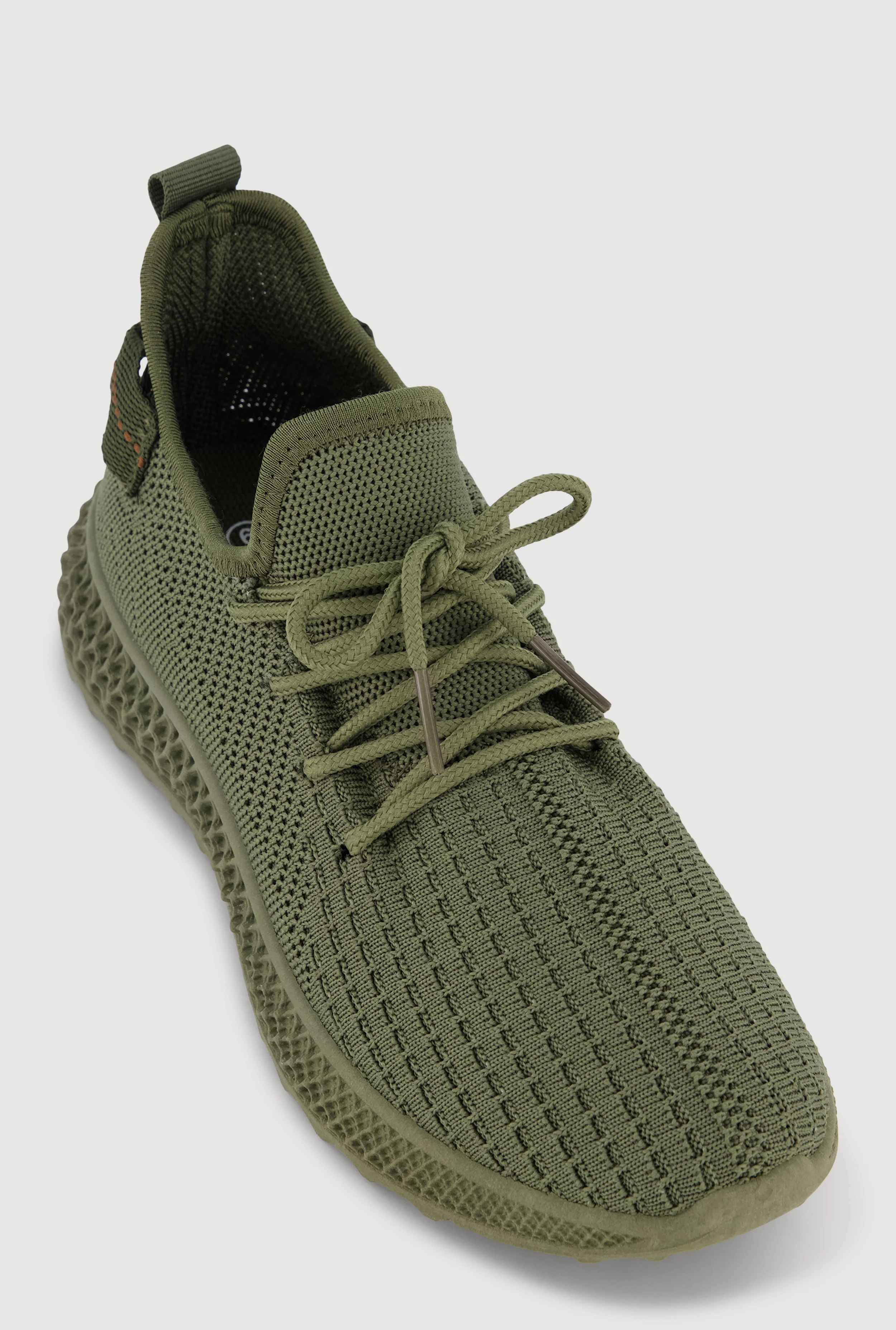 Solid Textured Knit Lace Up Low Top Sneakers
