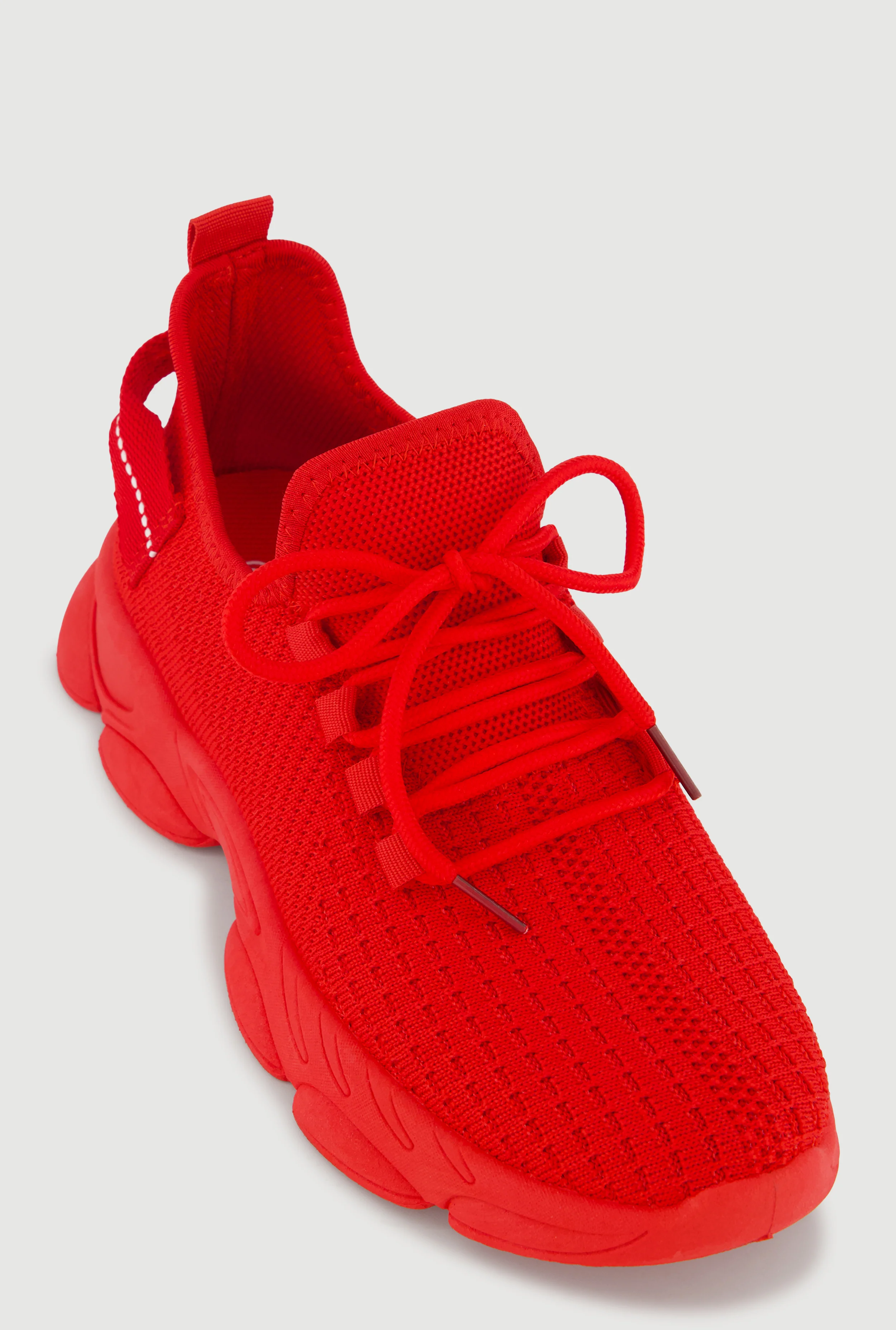 Textured Knit Low Chunky Platform Lace Up Sneakers