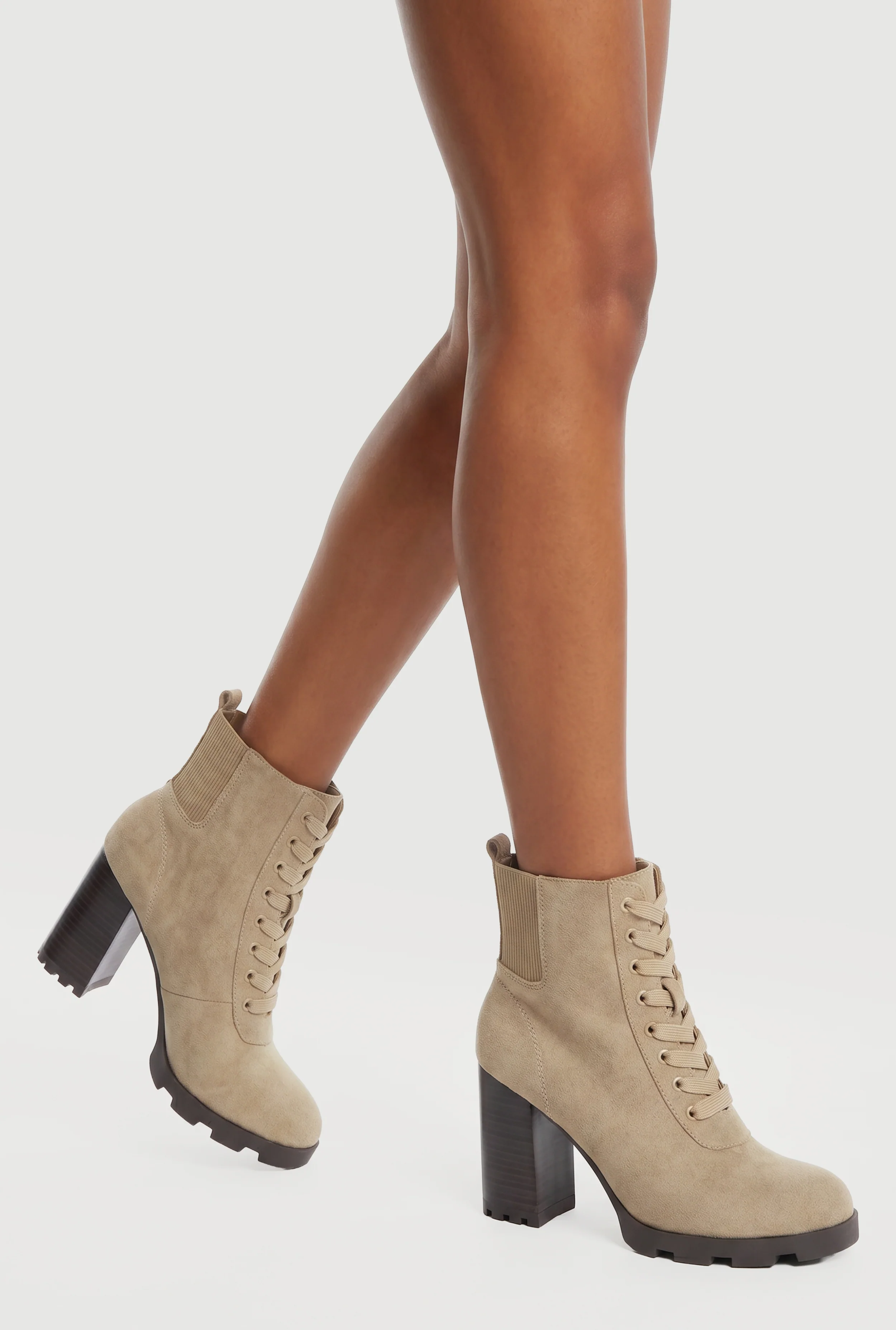 Side Zip High Heel Combat Boots