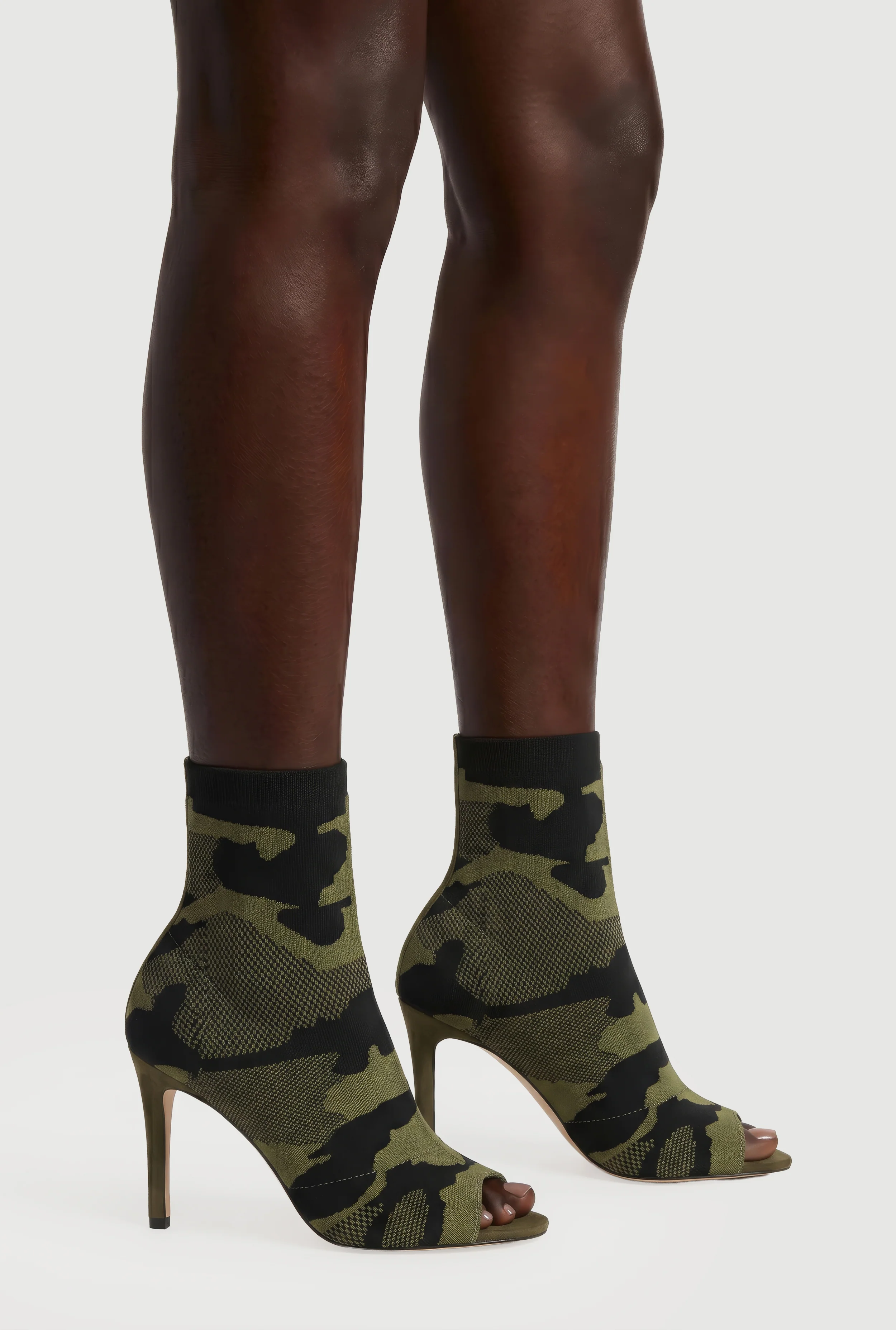 Peep Toe Stiletto Sock Booties