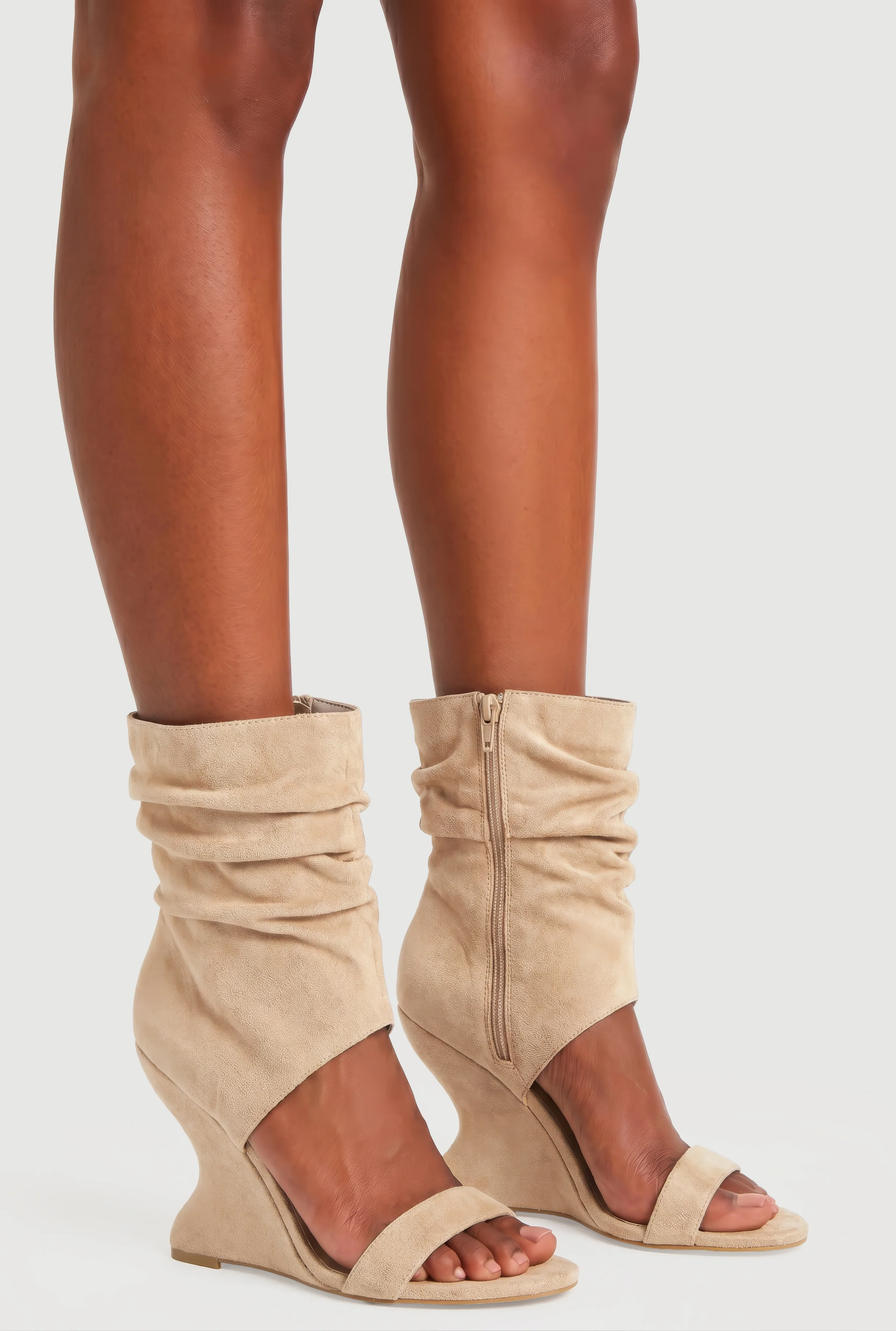 Open Toe Ankle High Slouch Wedges
