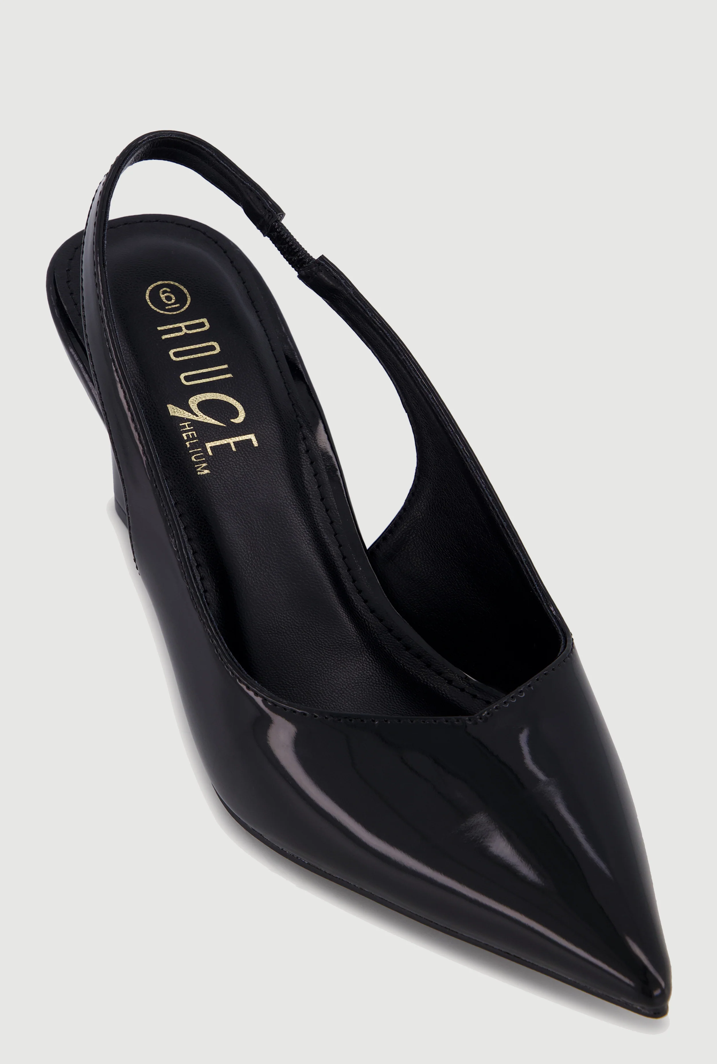 Faux Leather Pointed Toe Sling Back Wedge Heels