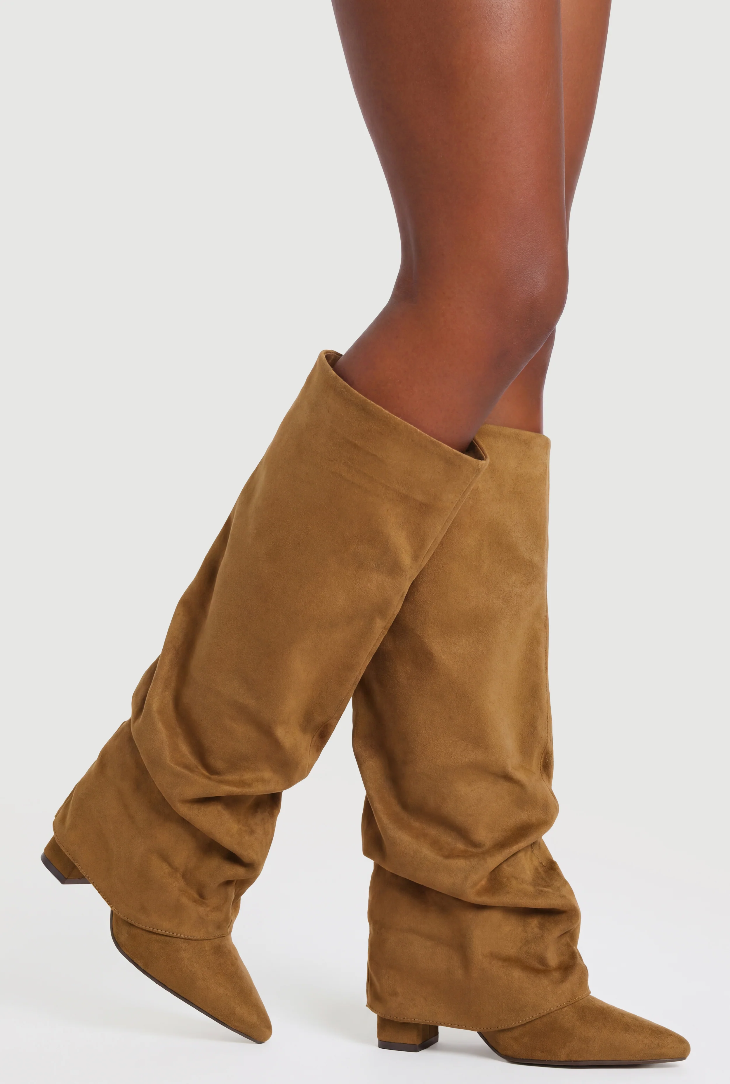 Pointed Toe Knee High Slouch Boots