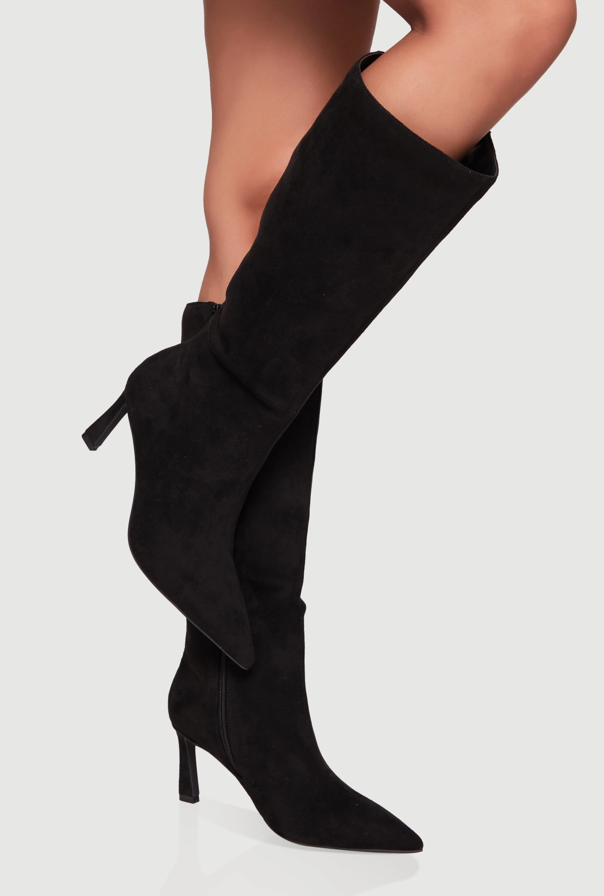 Pointy Toe Side Zip High Heel Boots