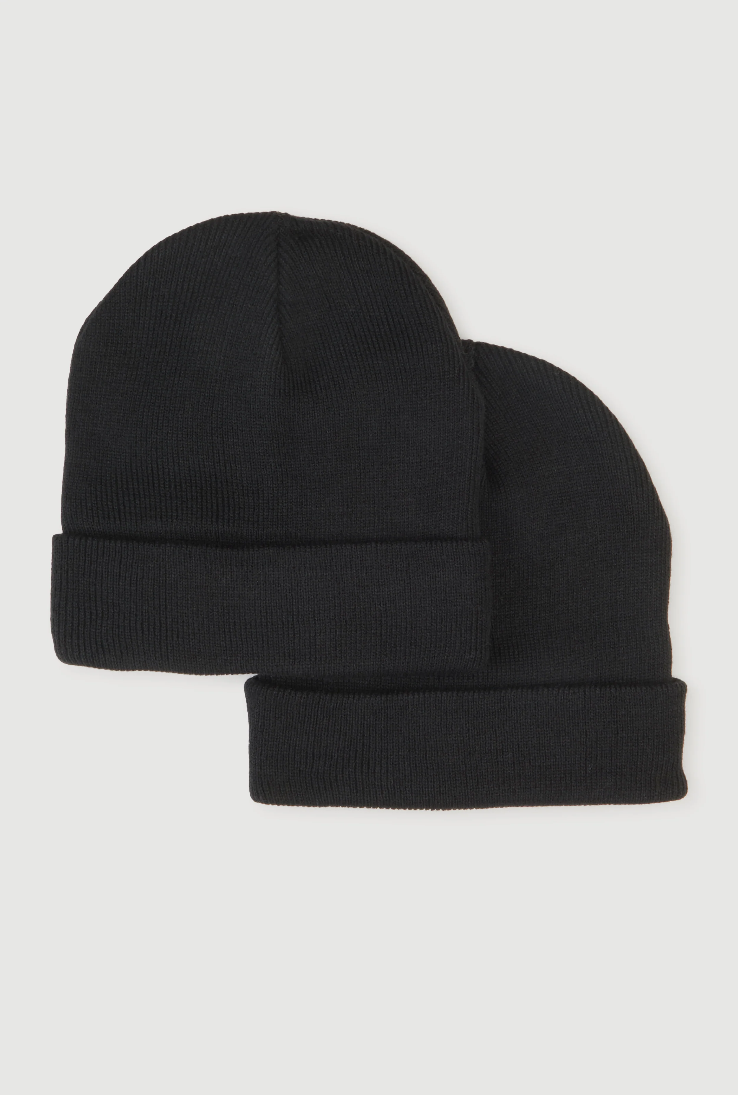 Solid Rib Knit Cuffed Beanie 2 Pack
