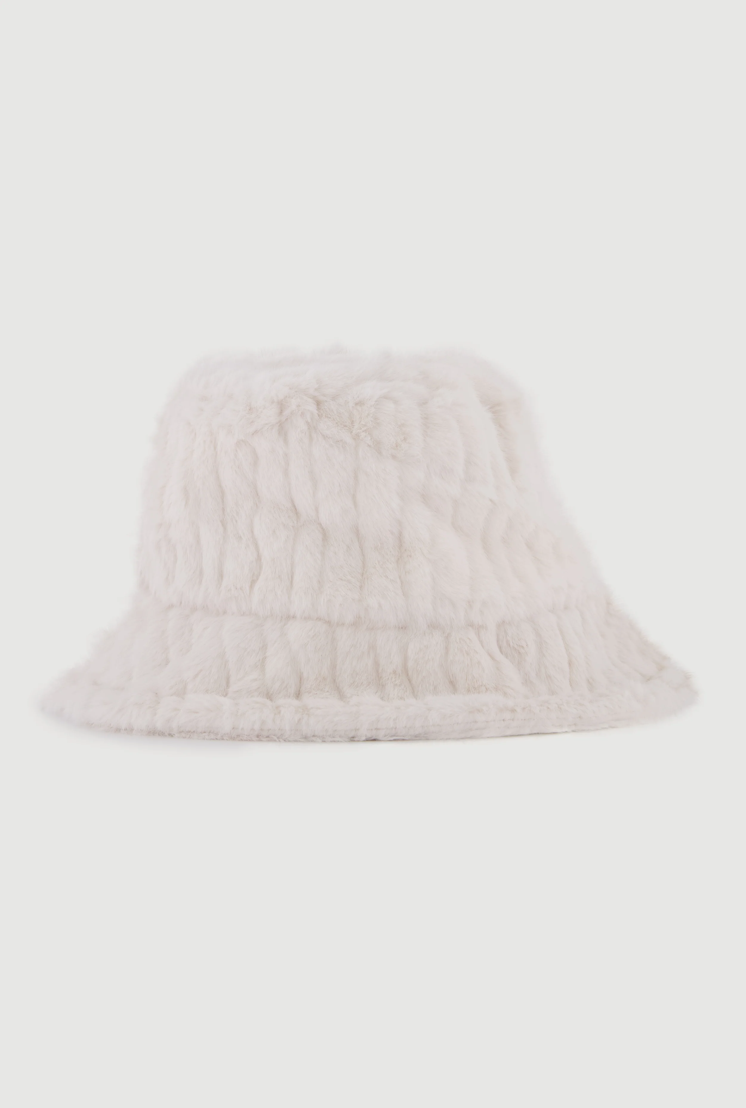 Faux Fur Ribbed Knit Bucket Hat