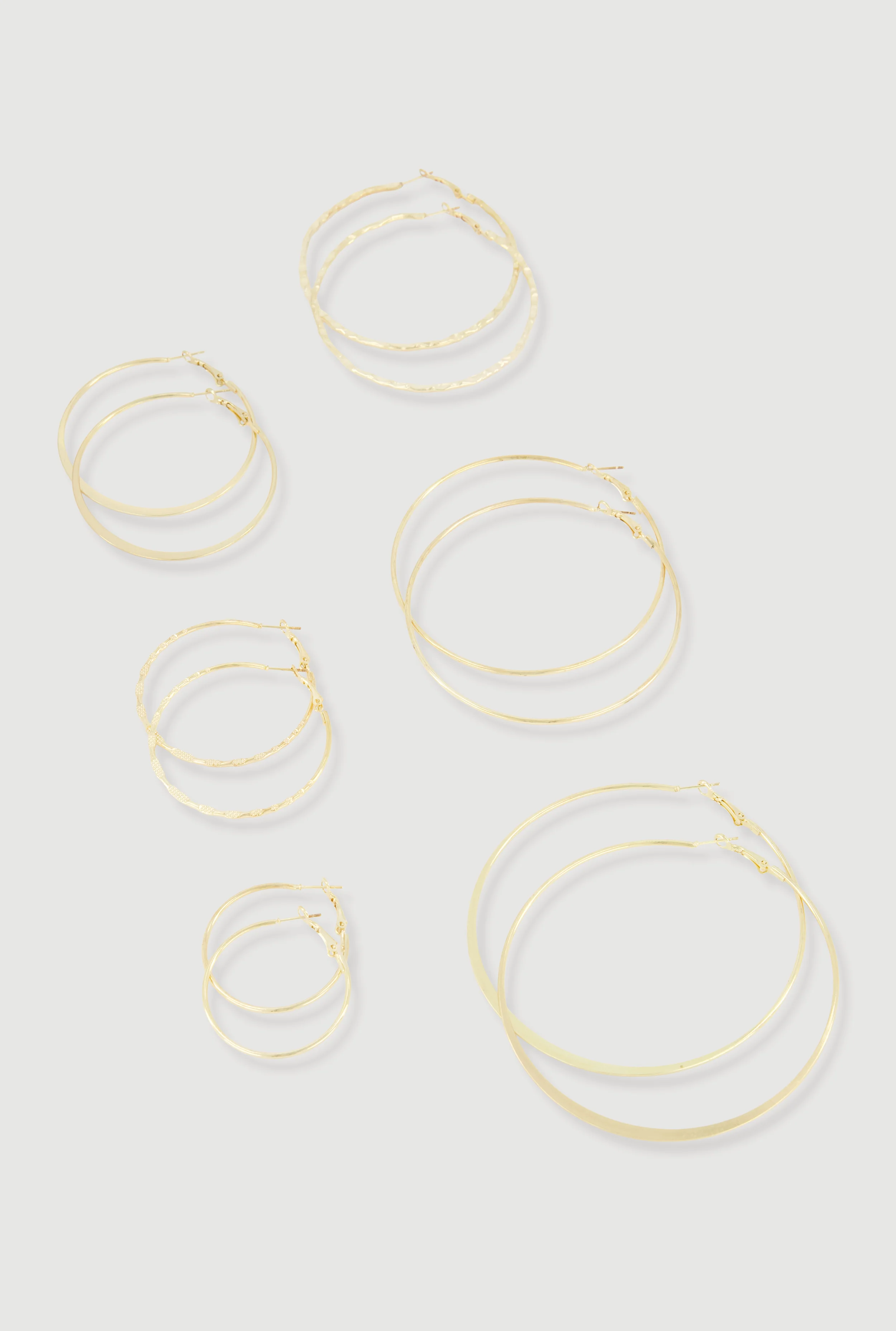 Assorted Metallic Hoop Earrings Set of 6