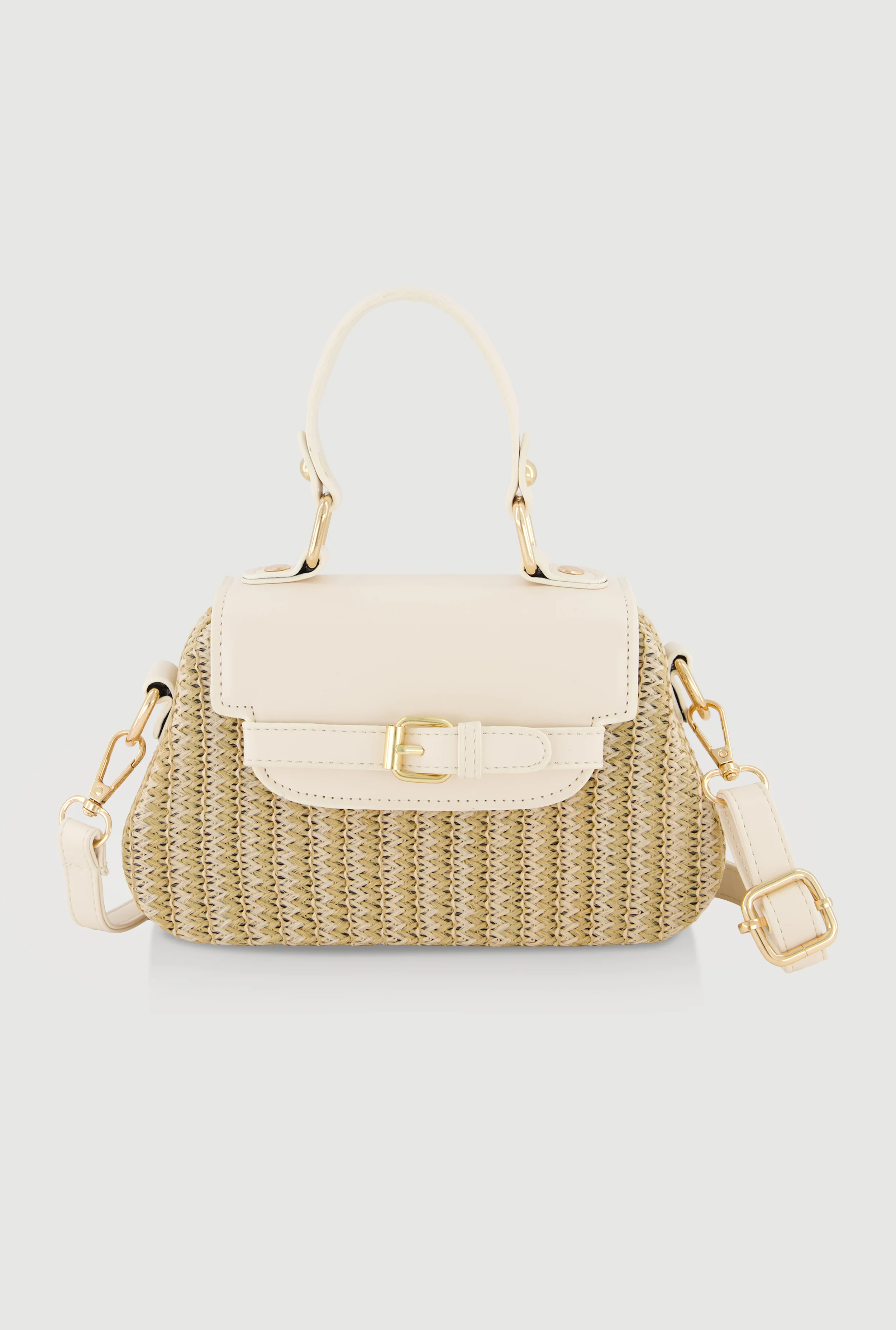 Faux Suede Detail Raffia Crossbody Handbag