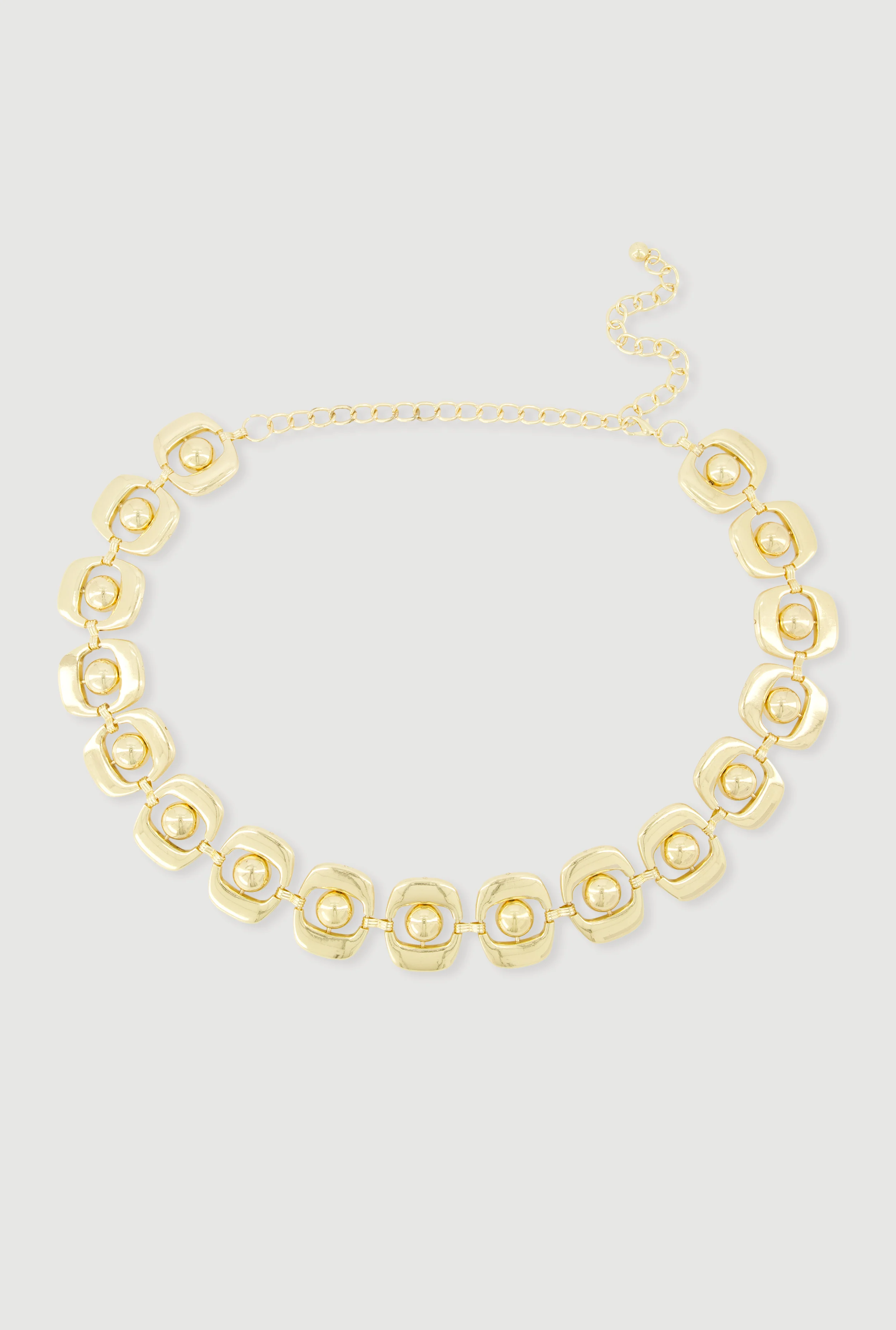 Metallic Geometric Detail Chain Belt