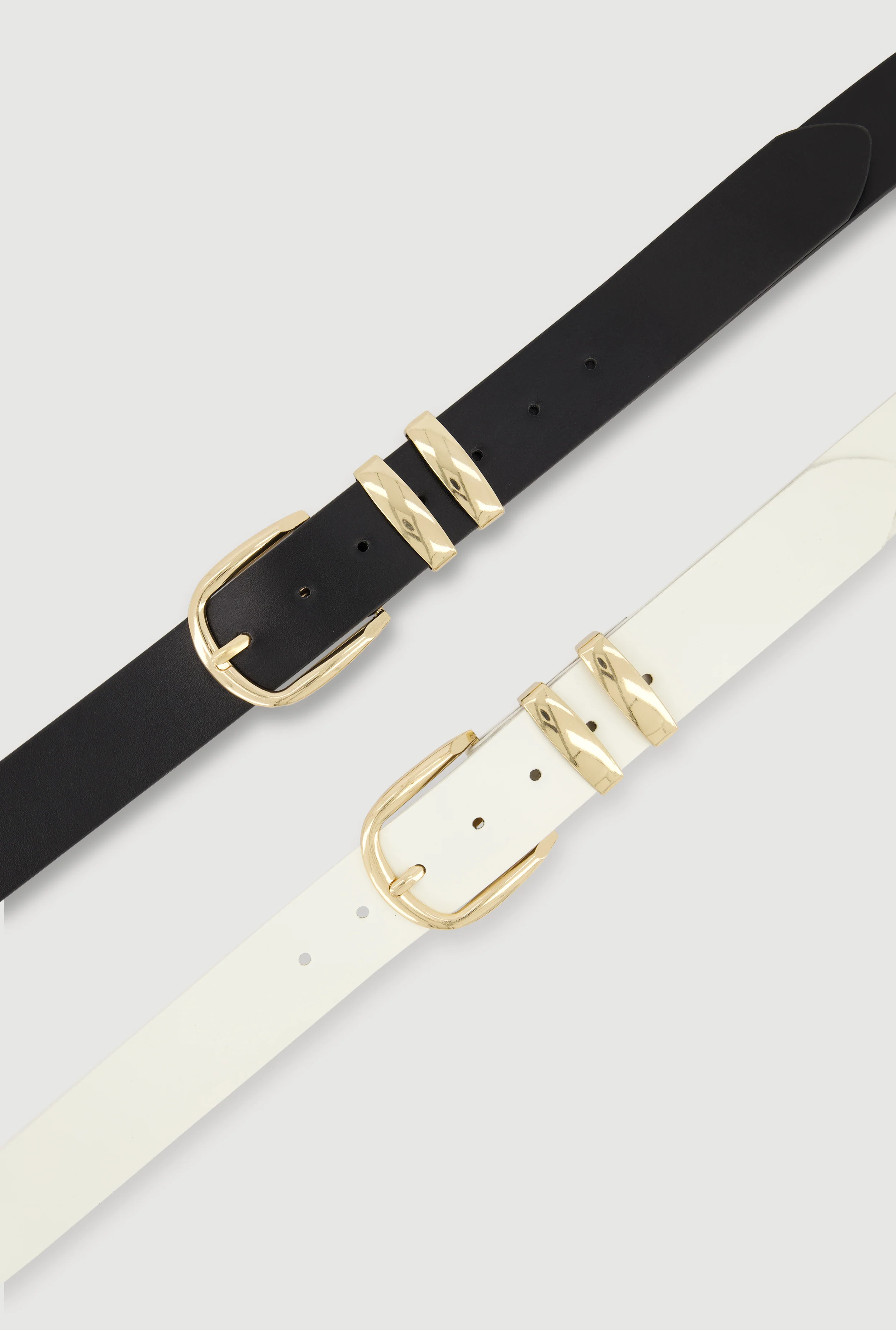 Plus Size Faux Leather Metallic Buckle Belts 2 Pack