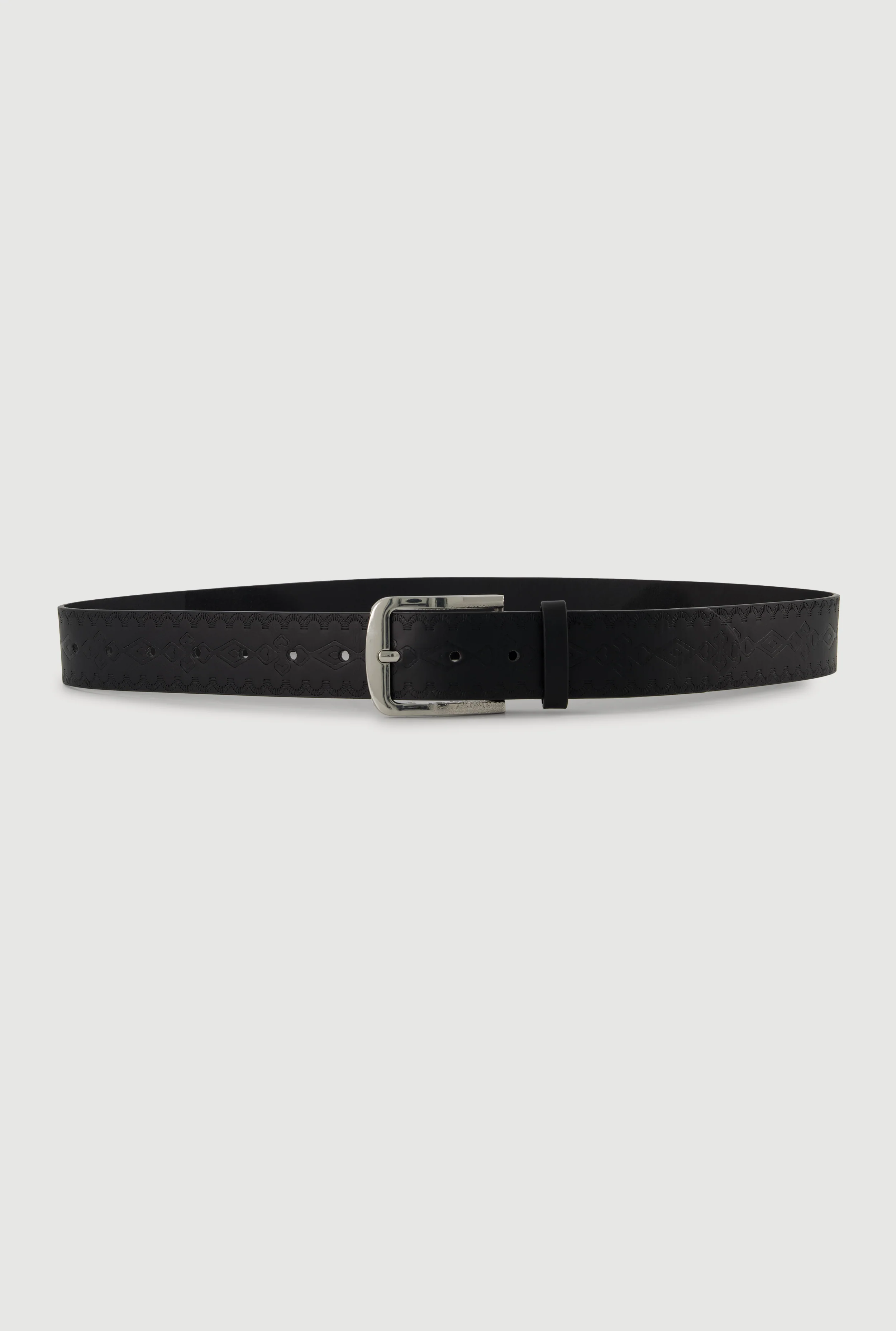 Faux Leather Embroidered Belt