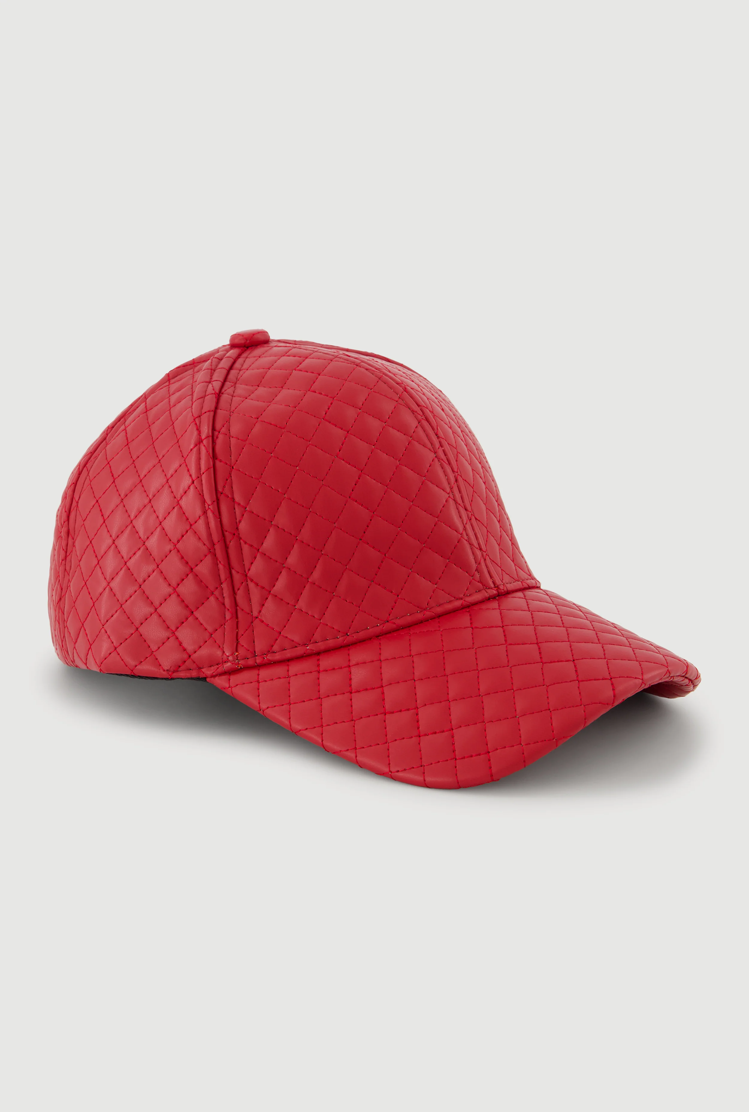 Faux Leather Quilted Baseball Cap