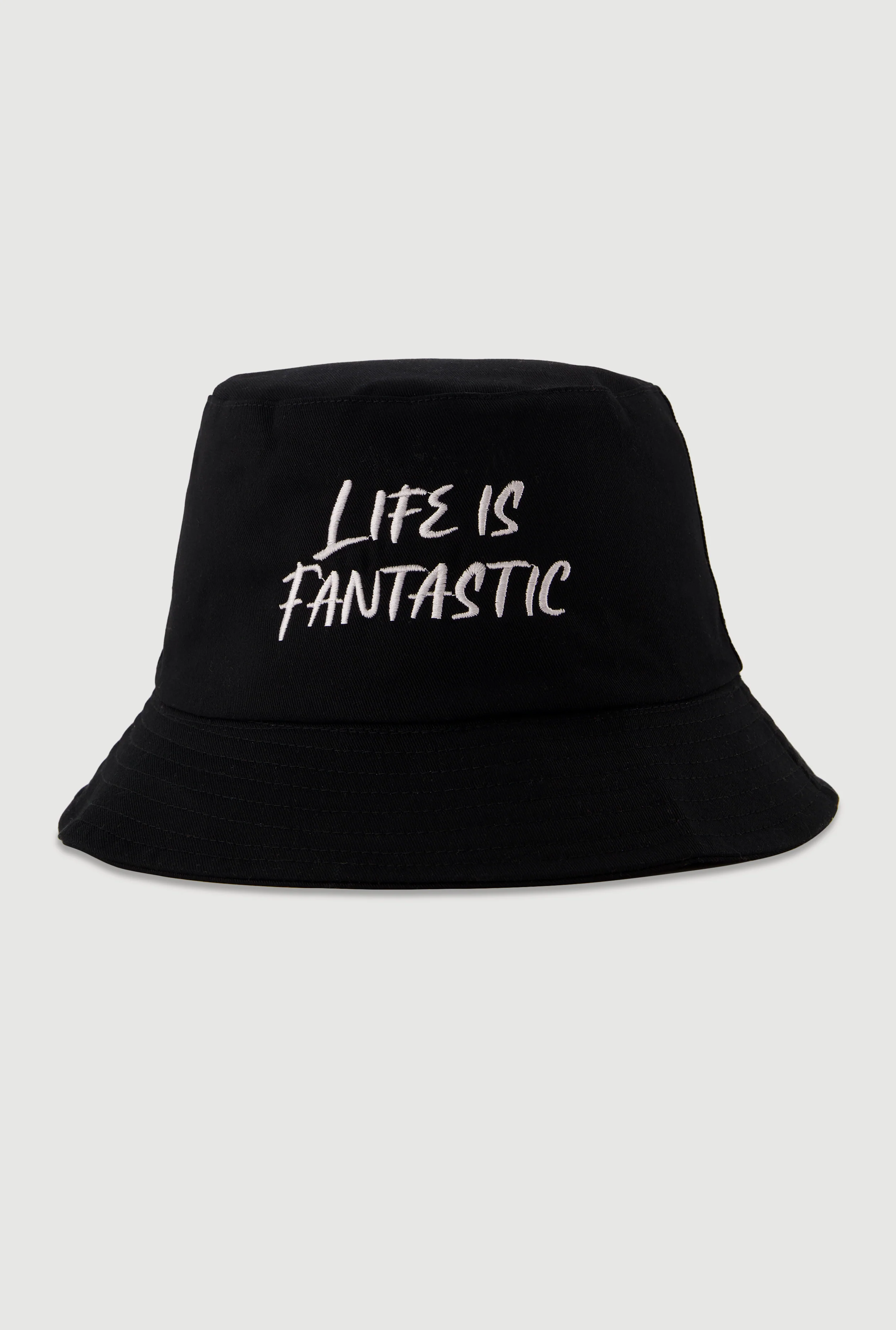 Life Is Fantastic Embroidered Reversible Bucket Hat