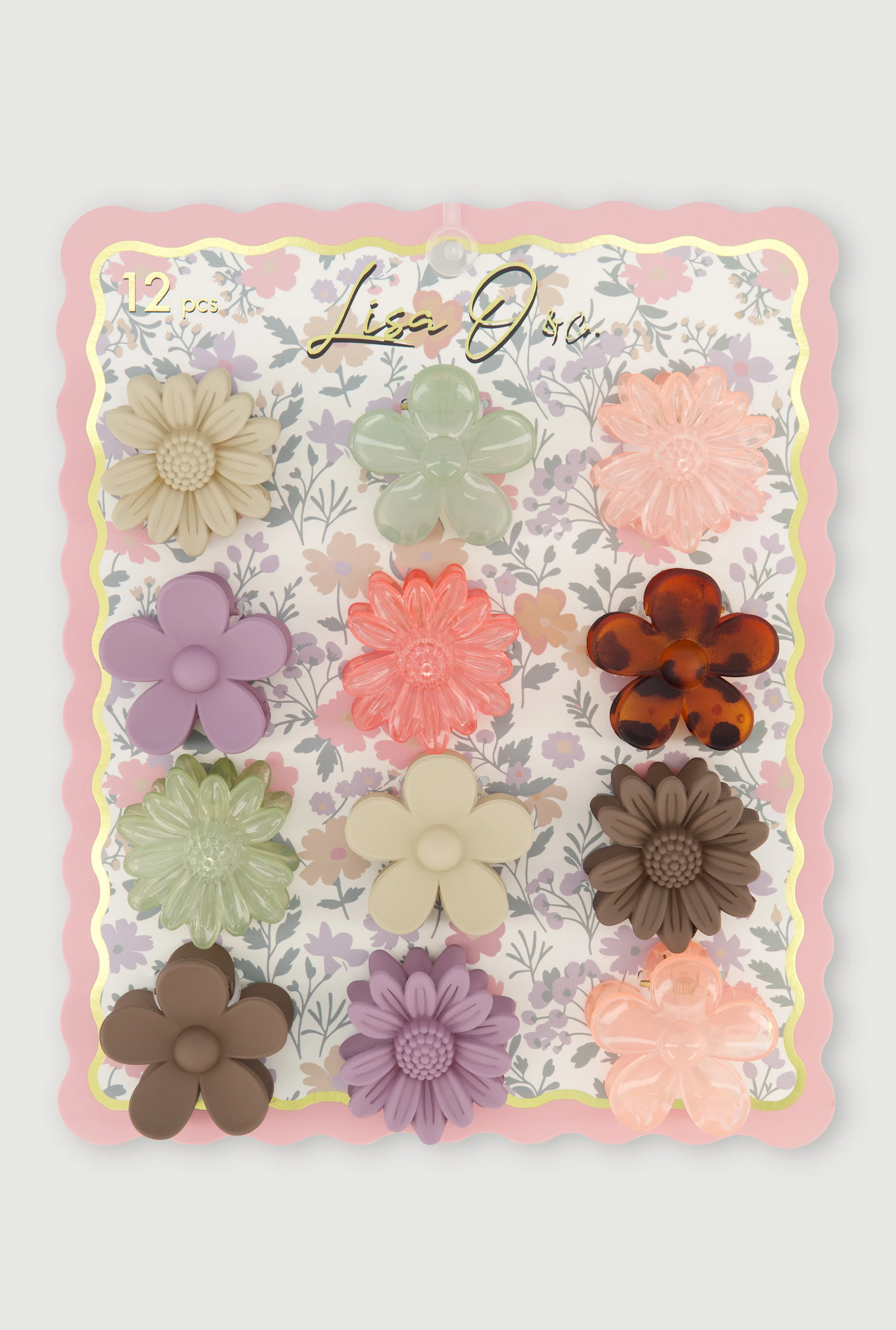 Assorted Floral Hair Clips Set of 12