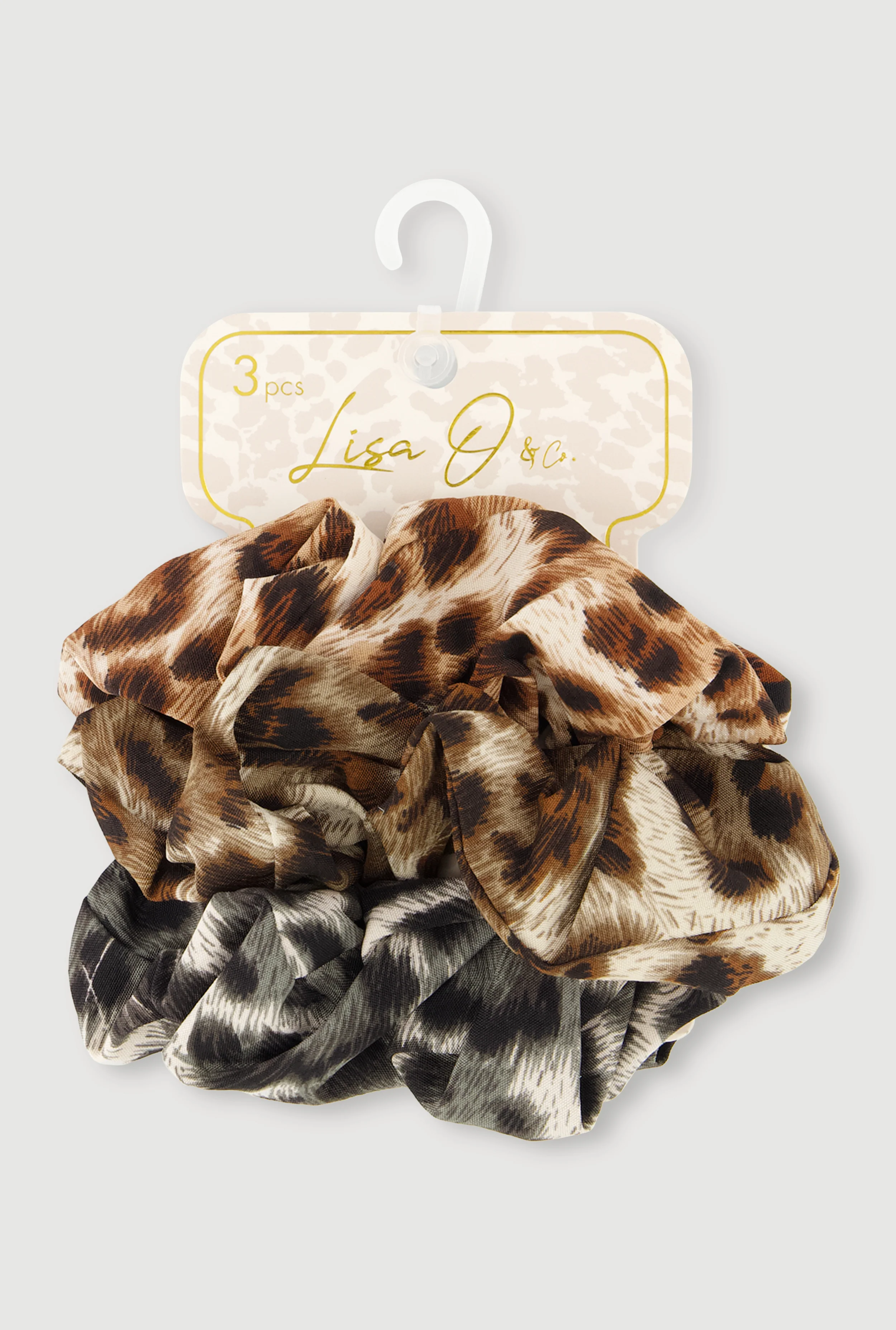 Leopard Print 3 Pack Scrunchie Set