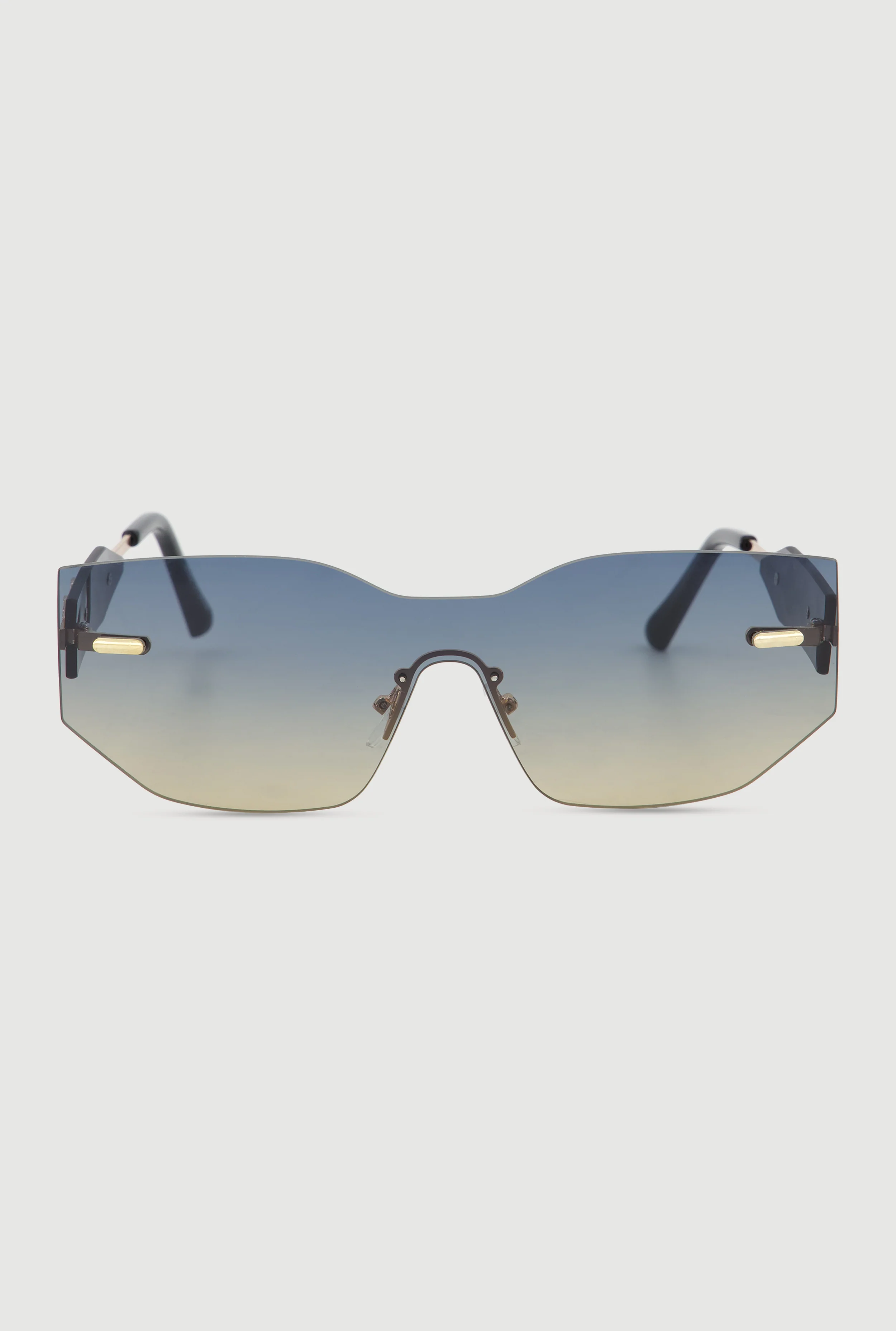 Rimless Shield Sunglasses with Metallic Clover Detail