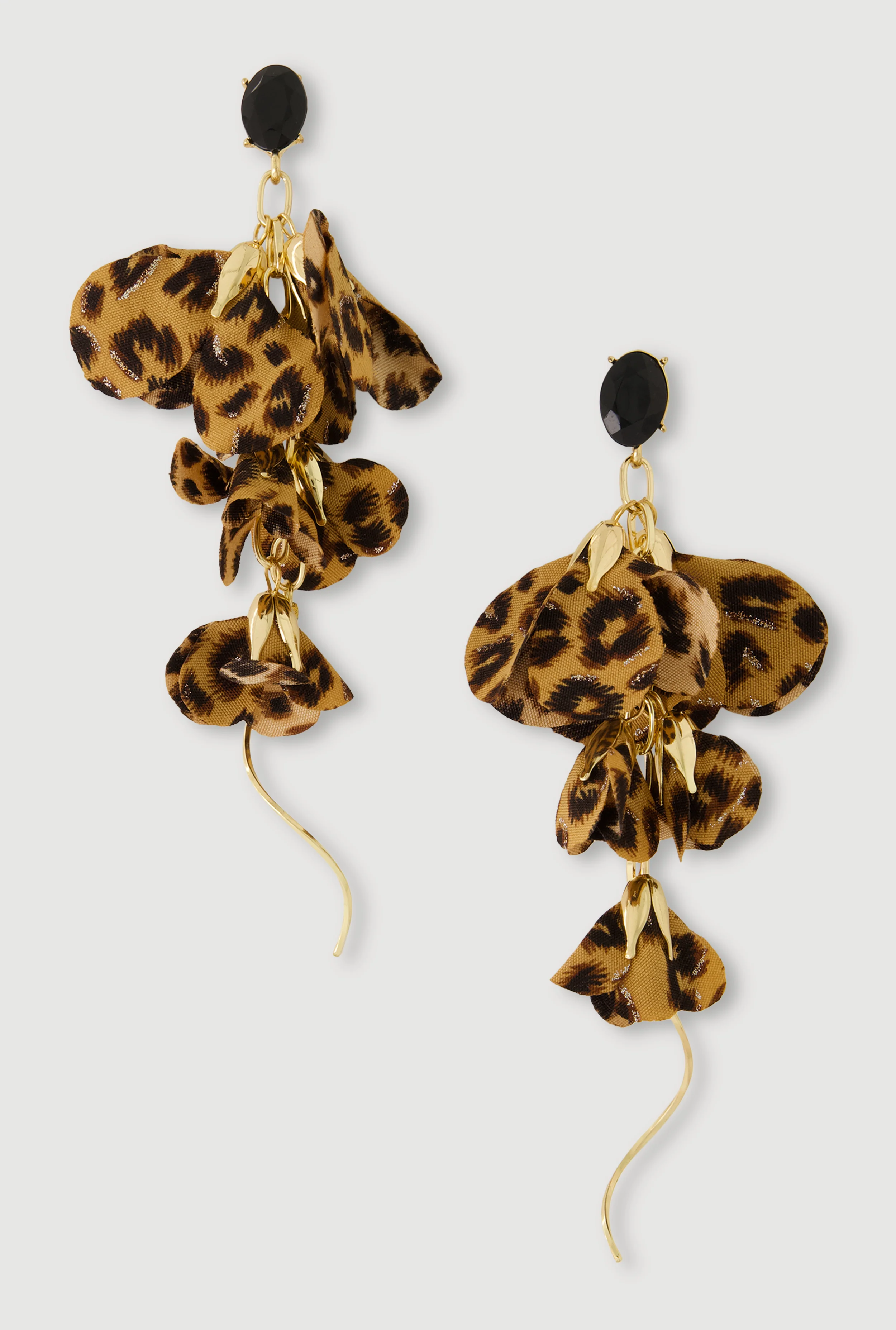 Leopard Print Metallic Petal Drop Earrings