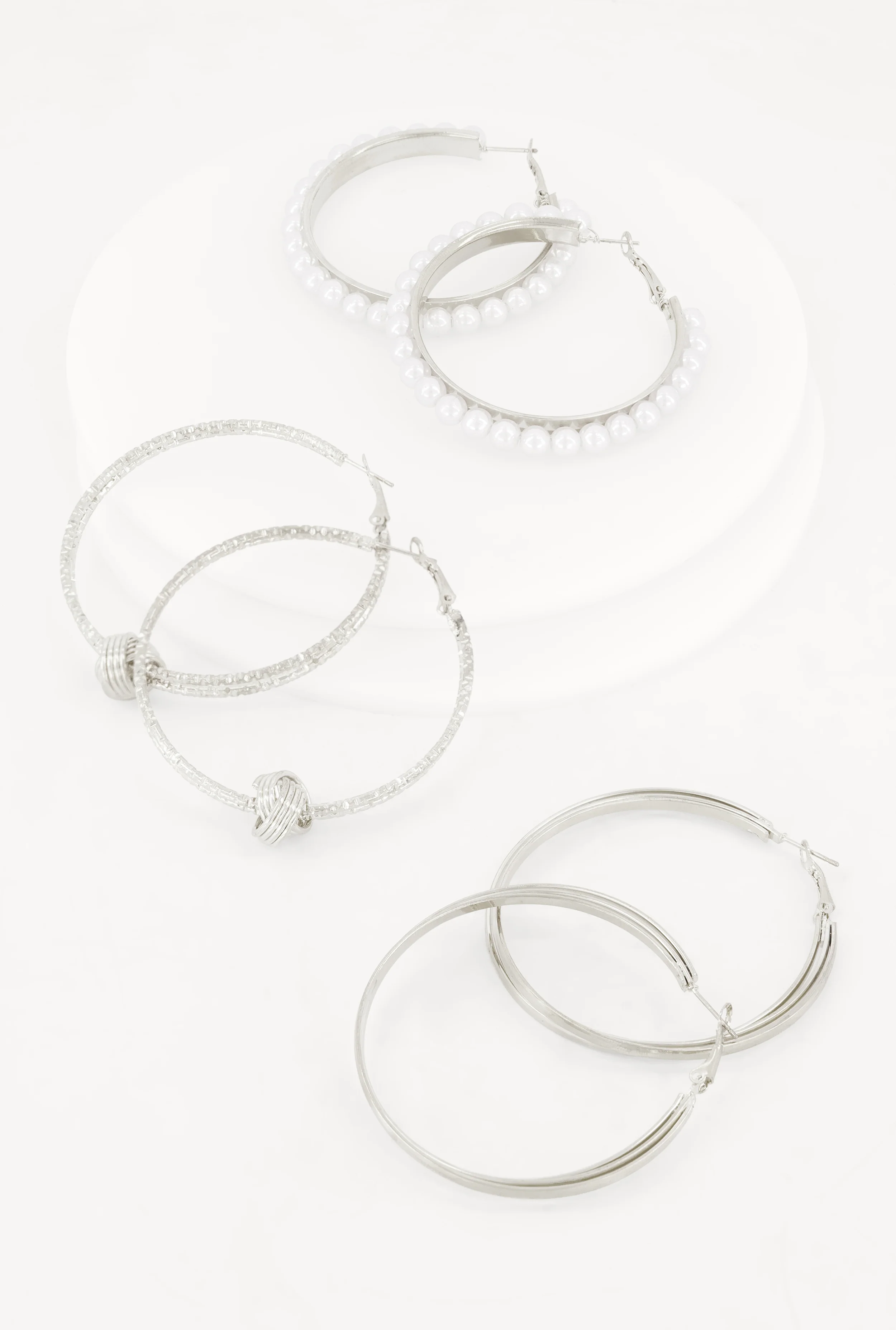 Assorted Metallic Hoop Earrings Set of 3
