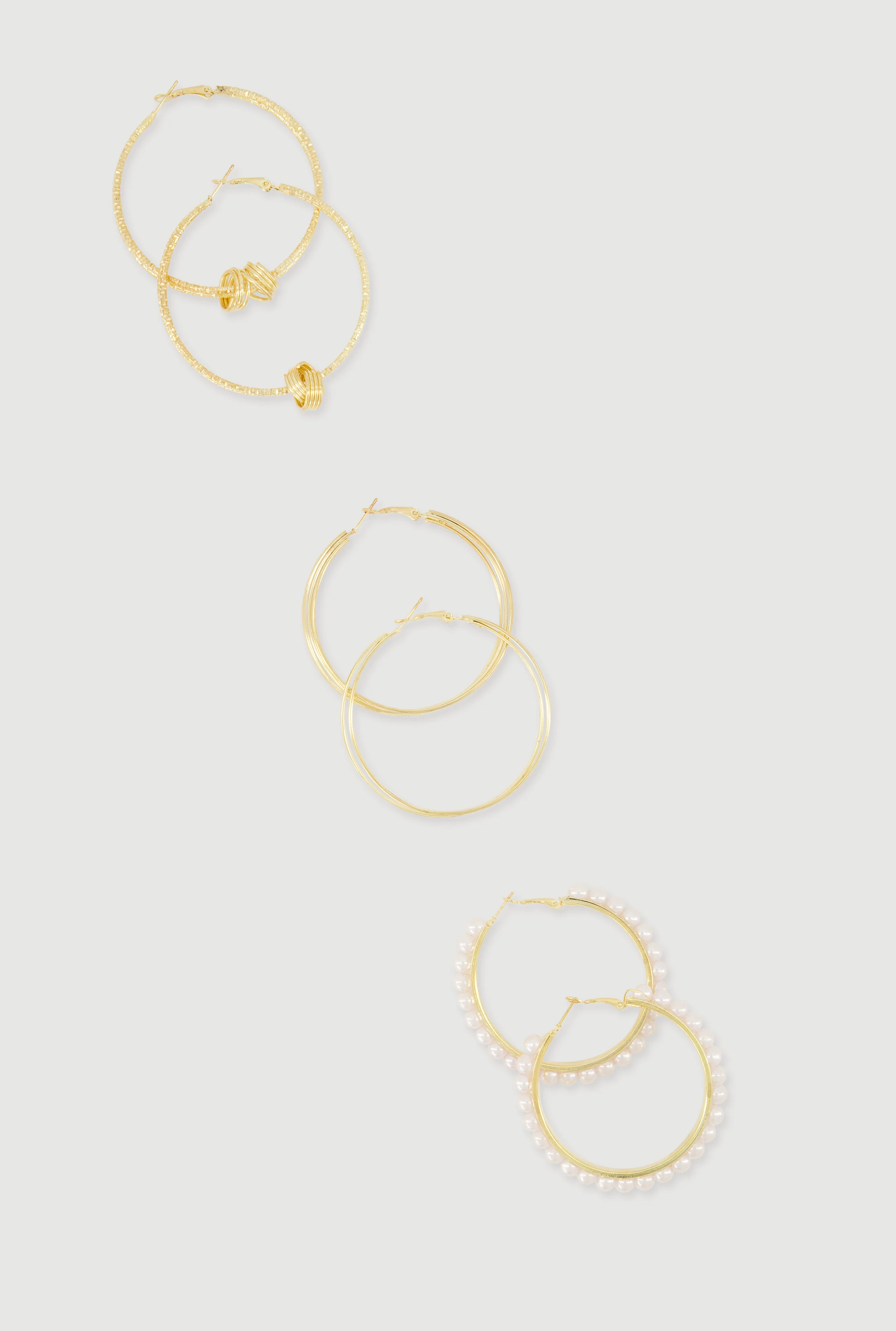 Assorted Metallic Hoop Earrings Set of 3