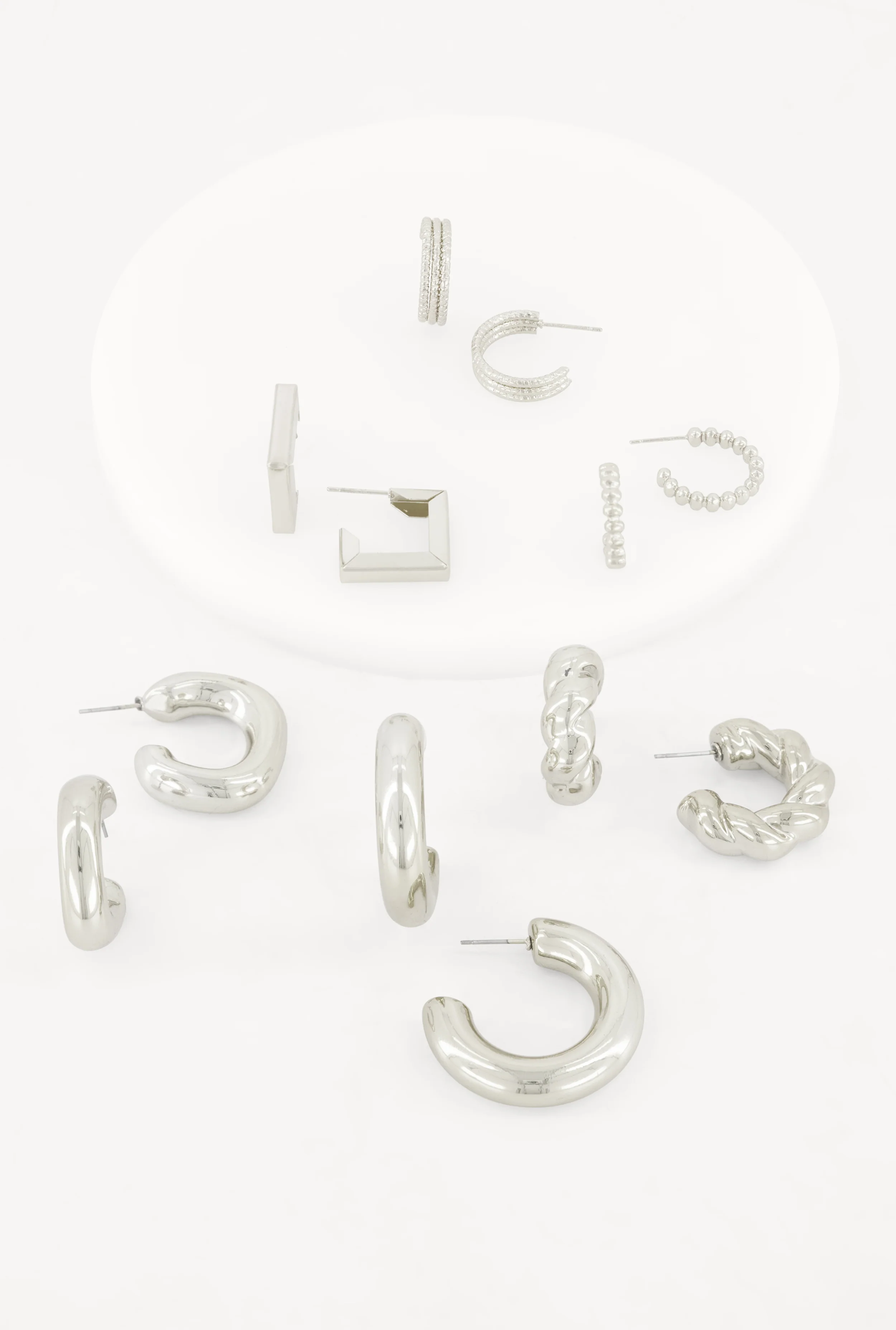Geometric Metallic Mini Hoop Earrings Set of 6