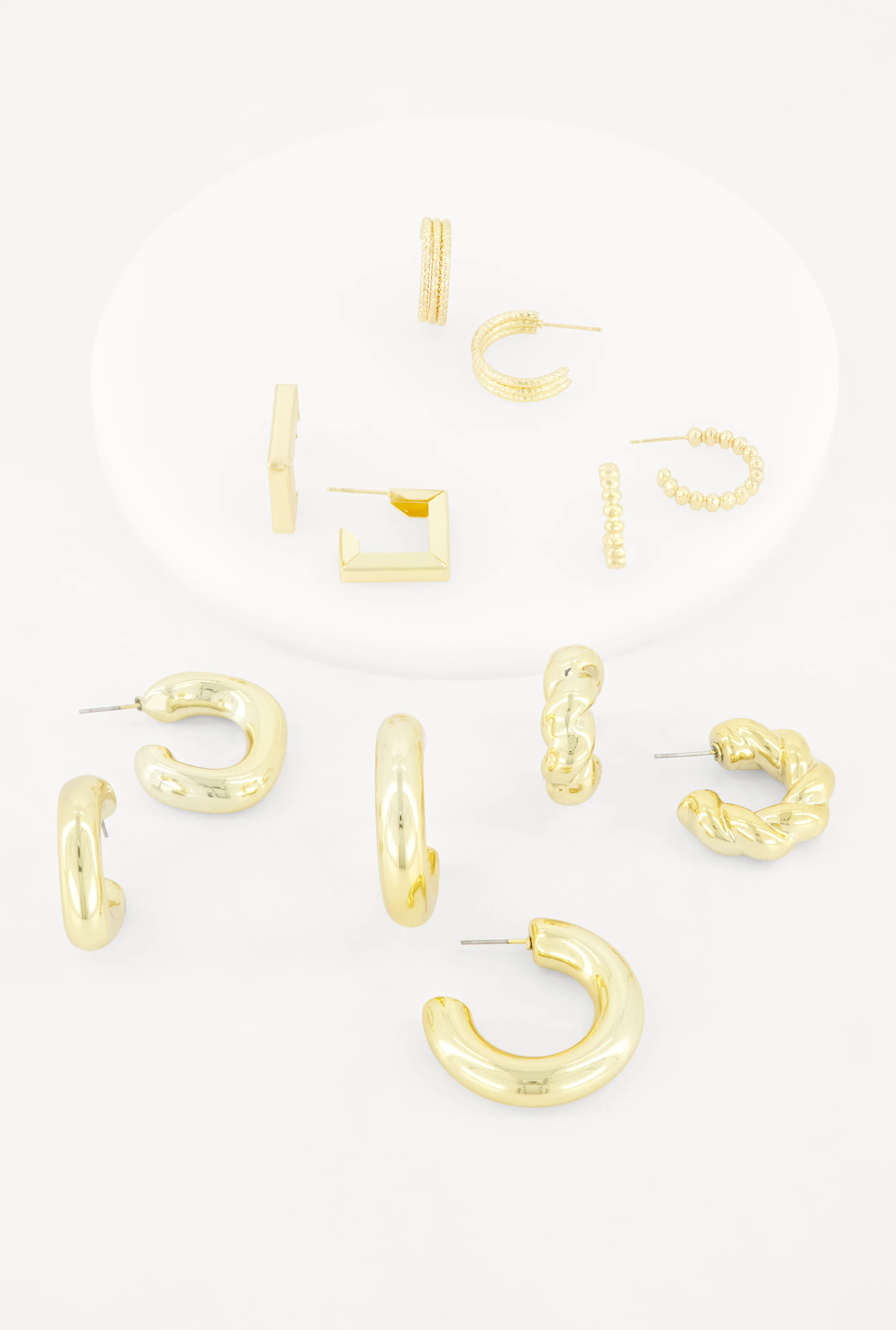 Geometric Metallic Mini Hoop Earrings Set of 6