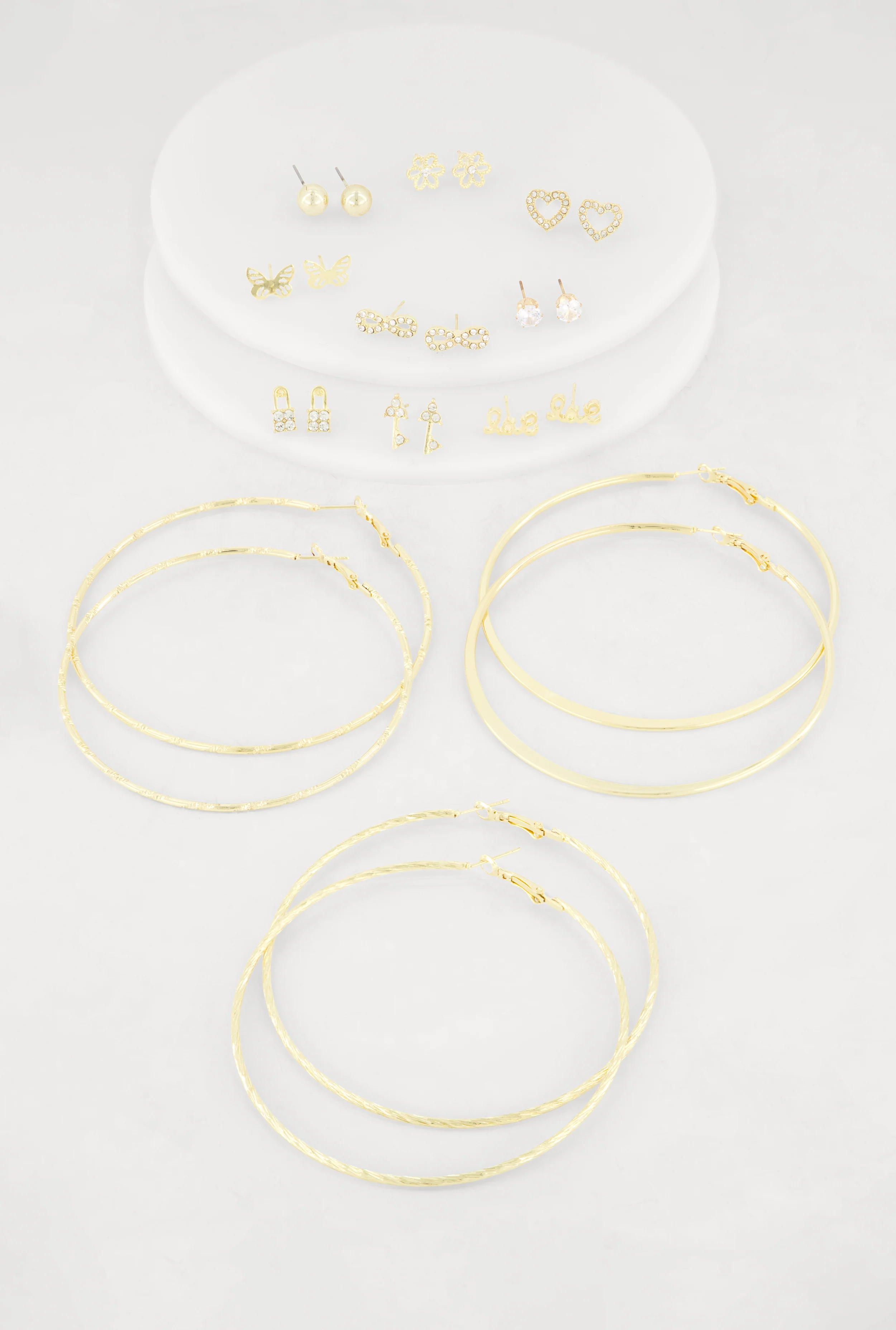 Assorted Stud and Hoop Earrings Set of 12