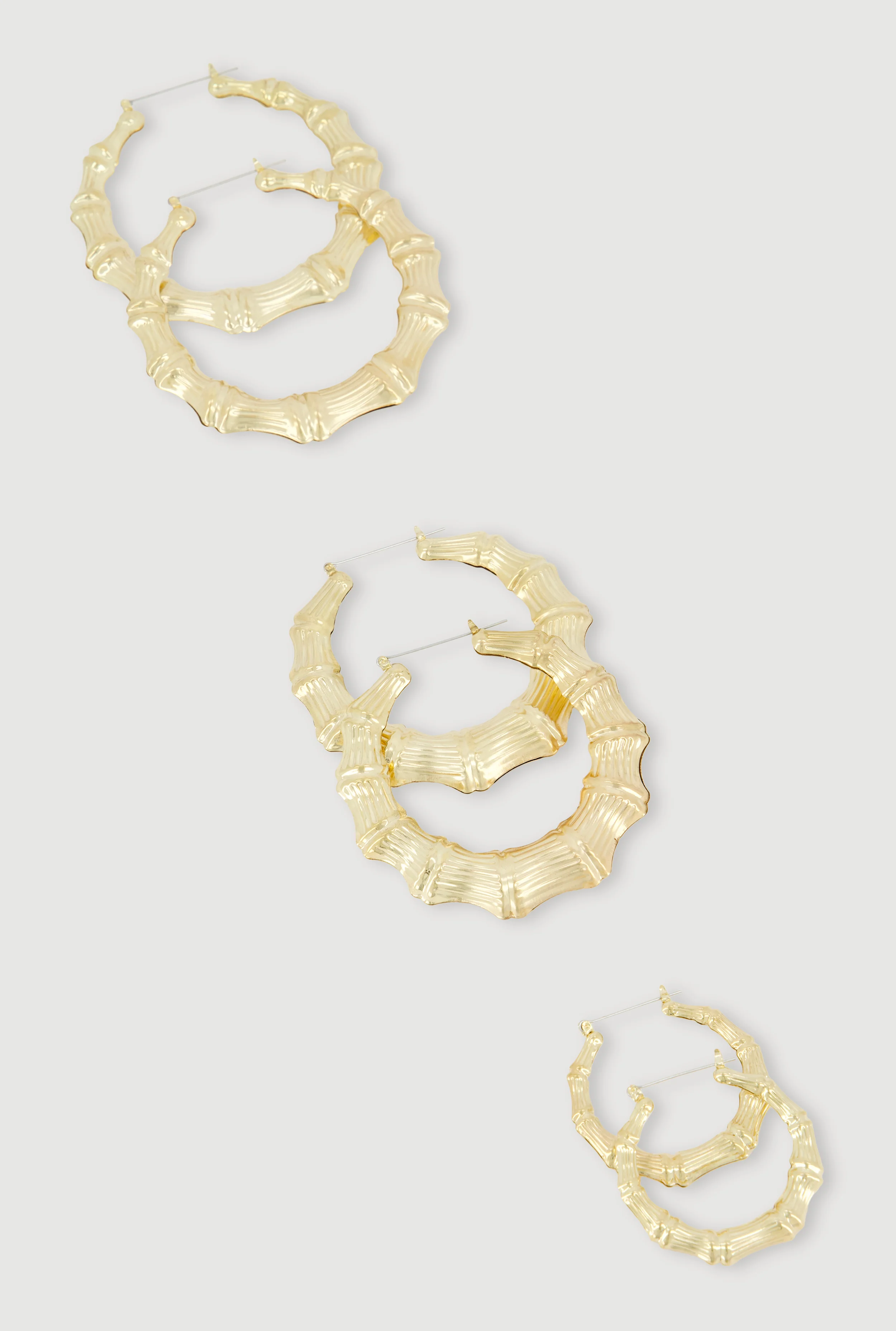 Bamboo Hoop Earrings Set of 3