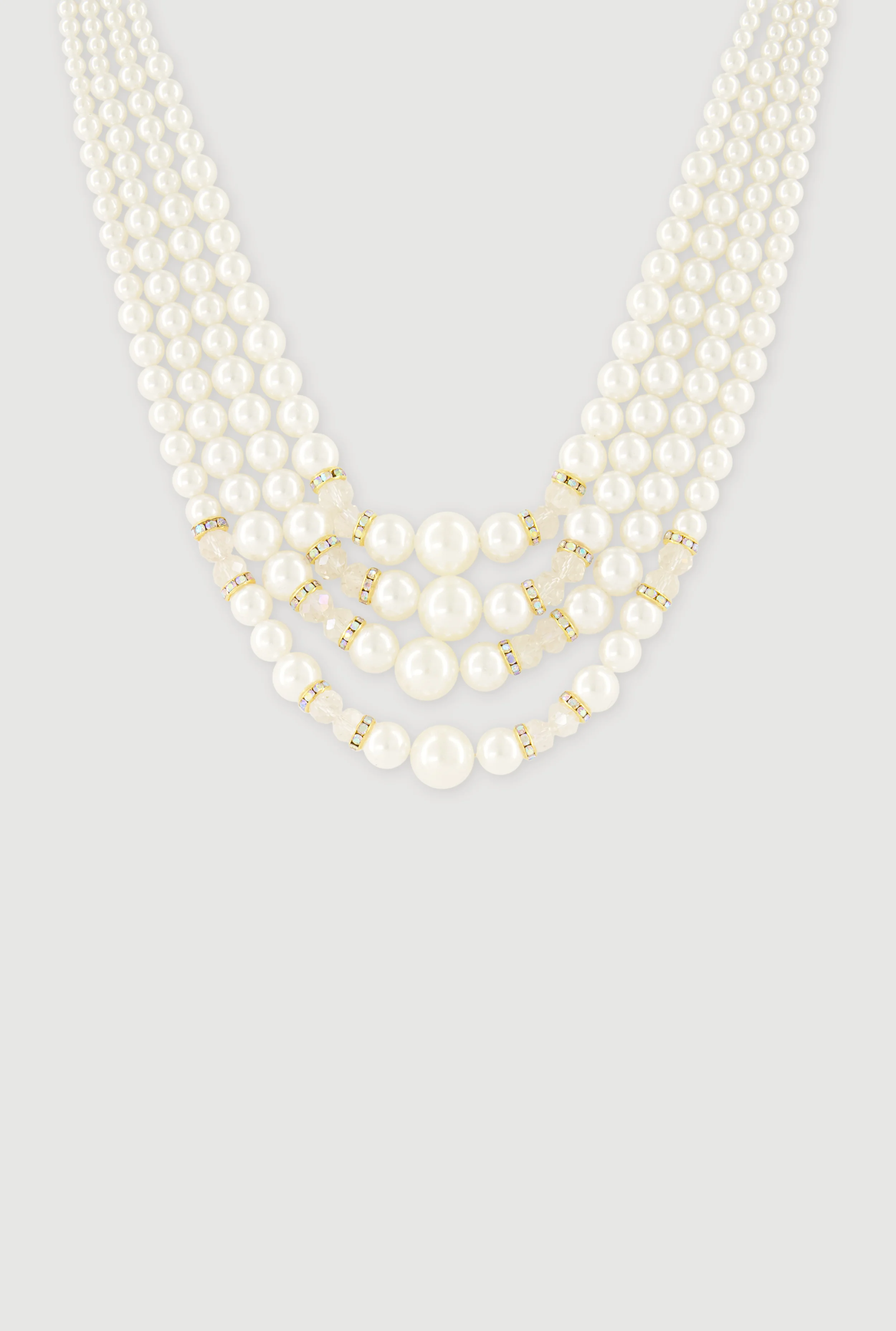 Faux Pearl Layered Necklace and Stud Earrings Set