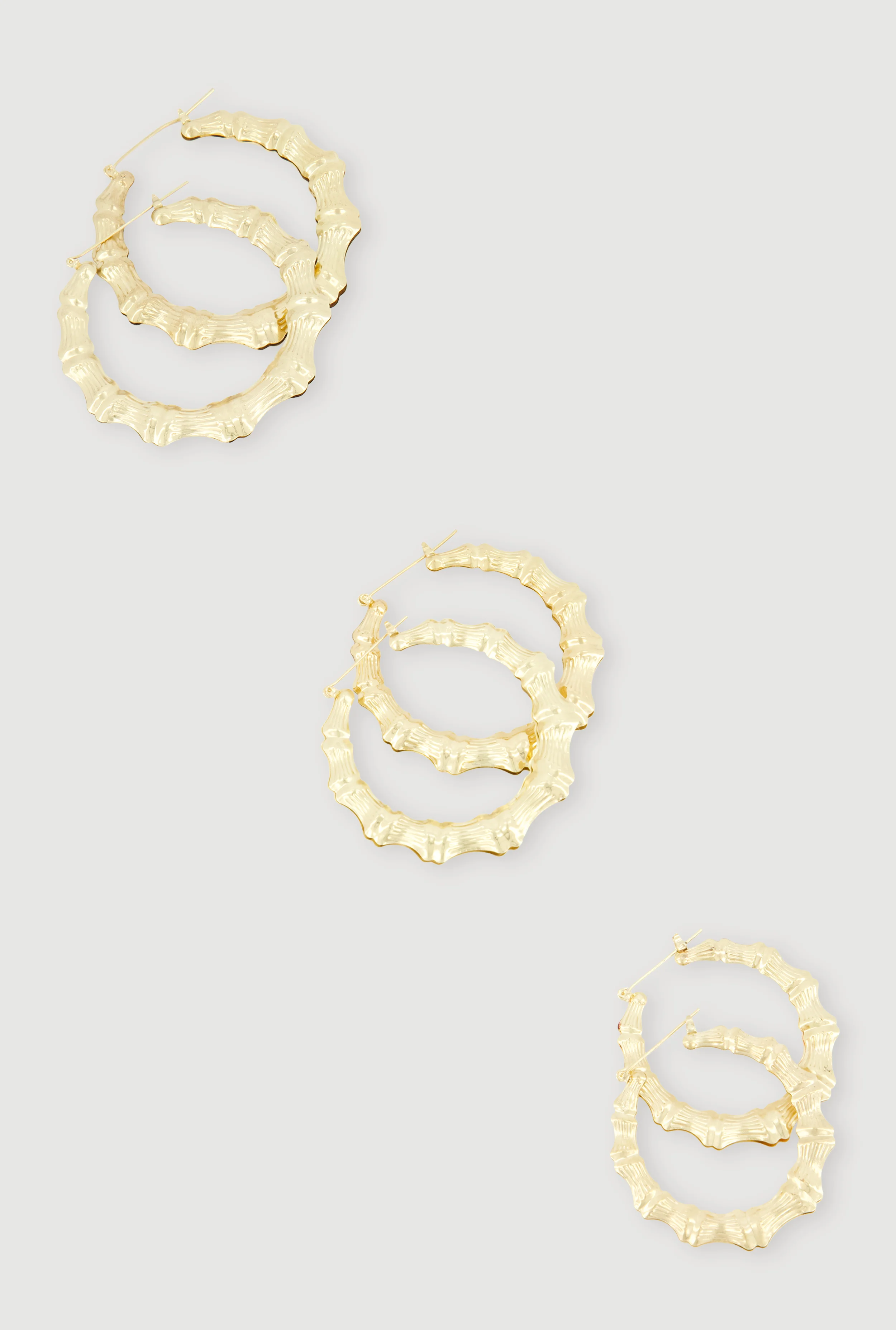 Bamboo Hoop Earring Trio