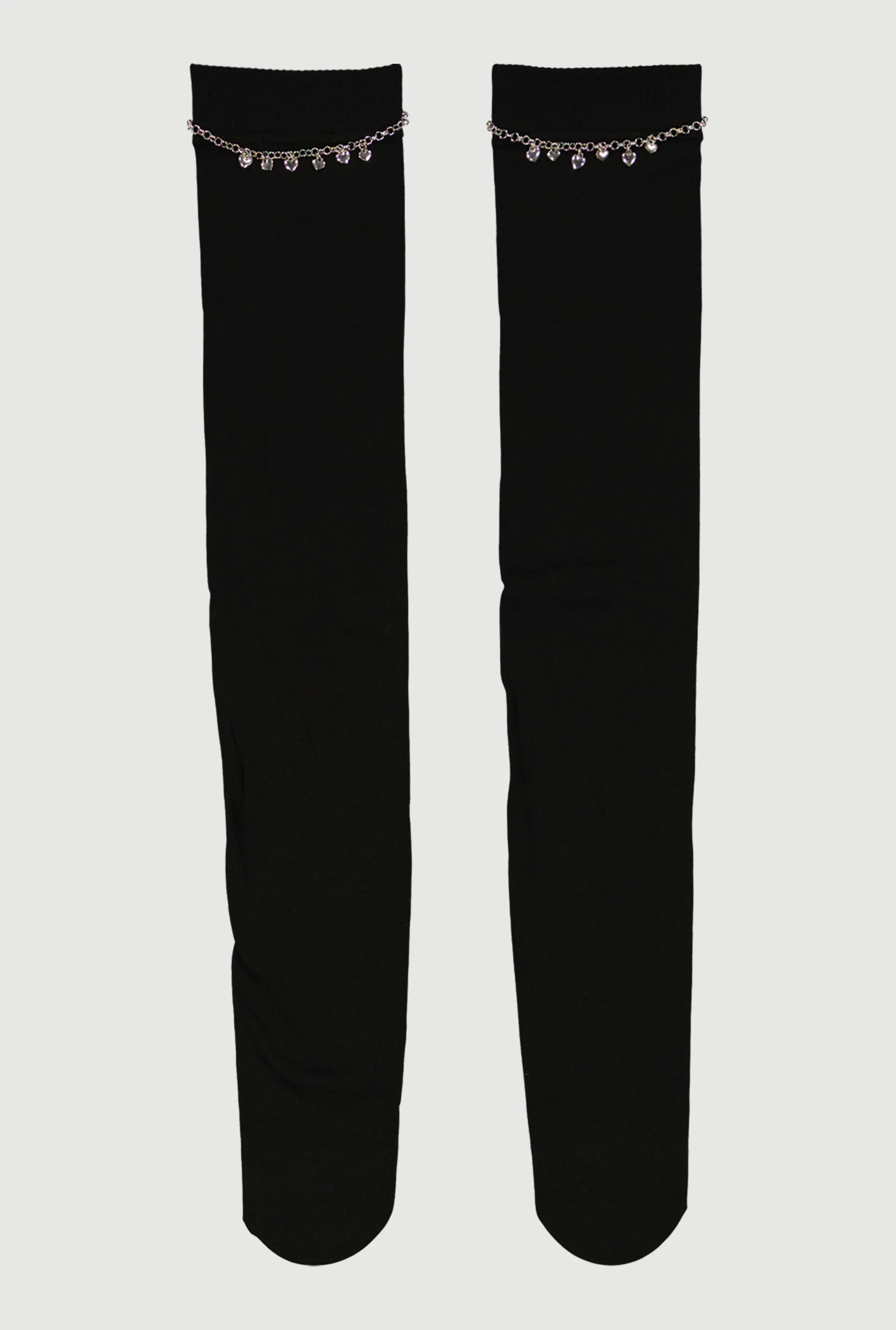 Removable Metallic Heart Chain Over The Knee Socks