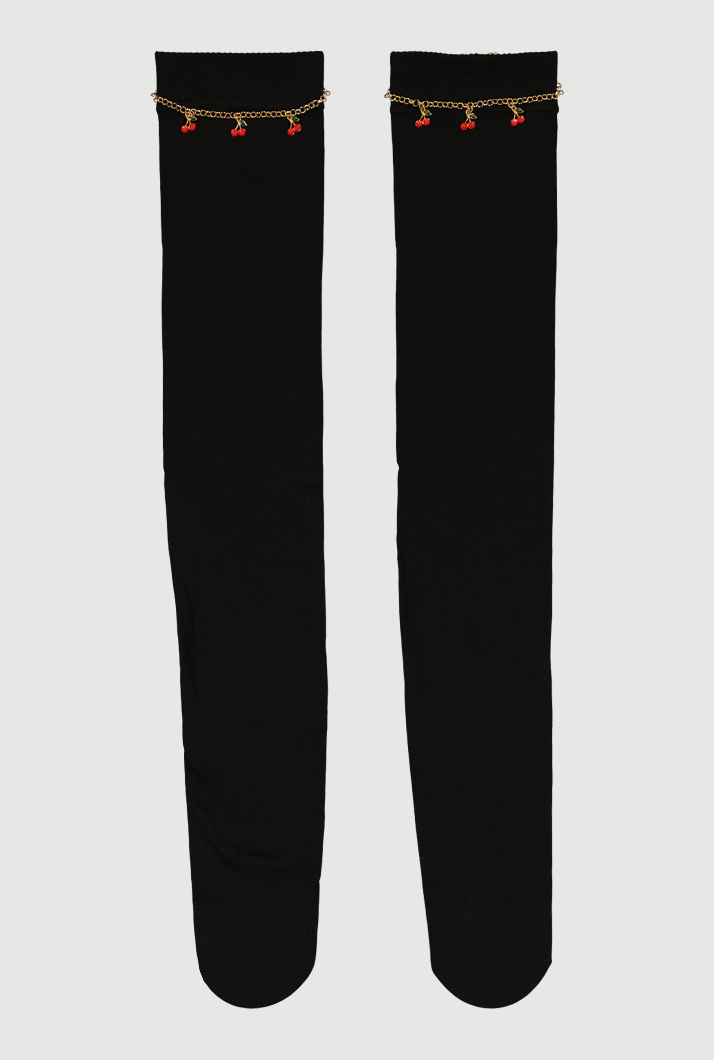 Removable Metallic Cherry Chain Over The Knee Socks