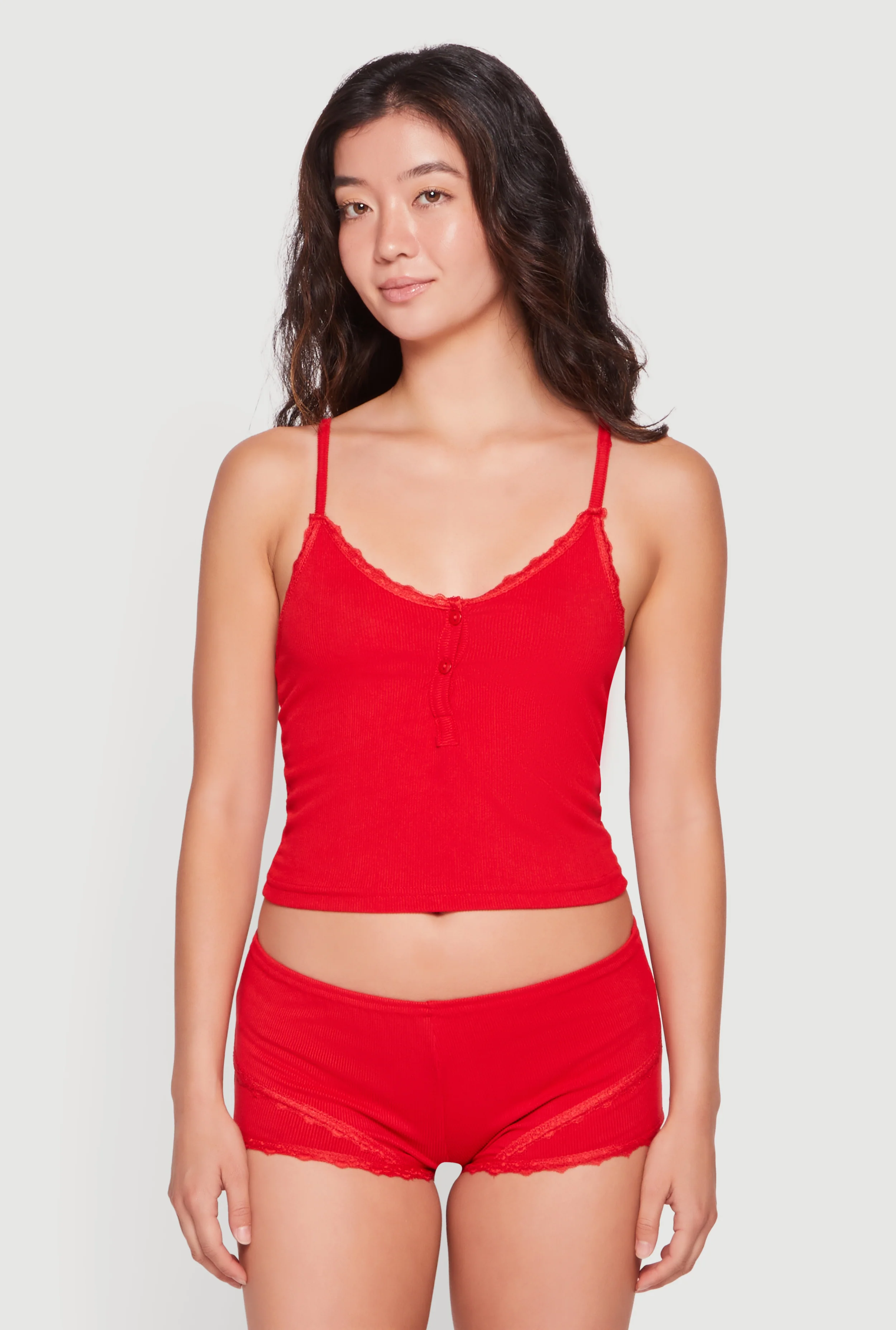 Lace Trim Pajama Cami and Boyshorts