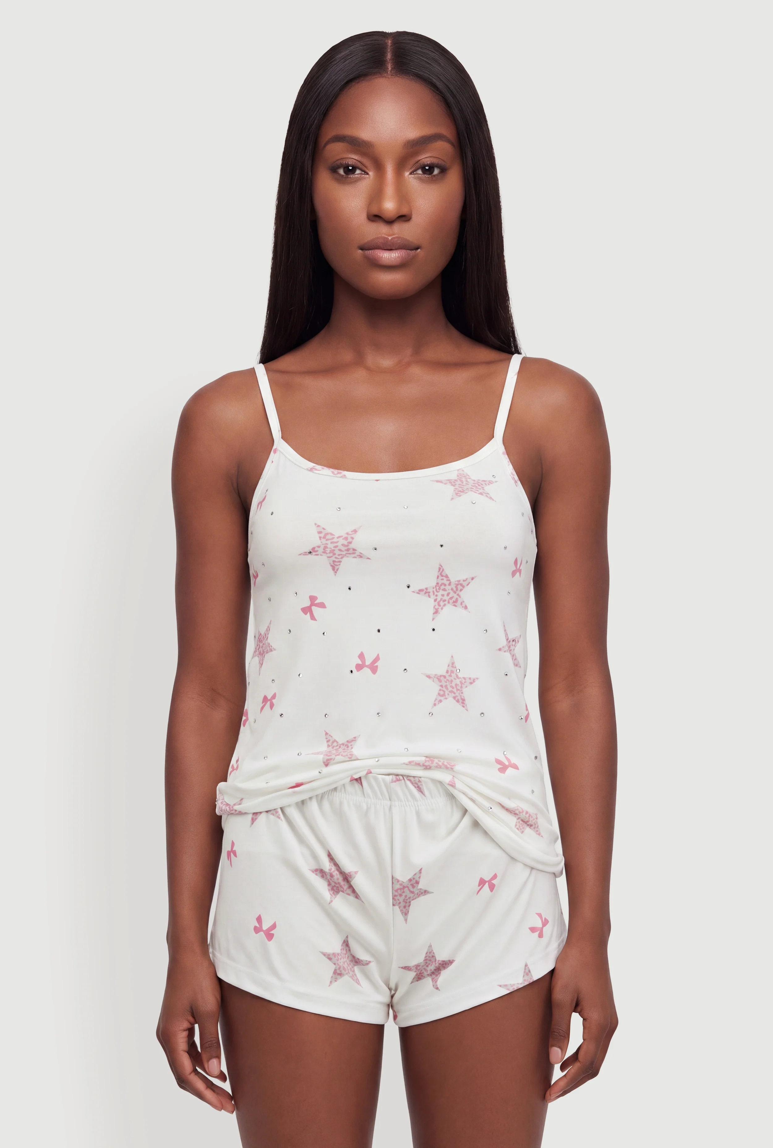 Bow Star Print Pajama Cami and Shorts