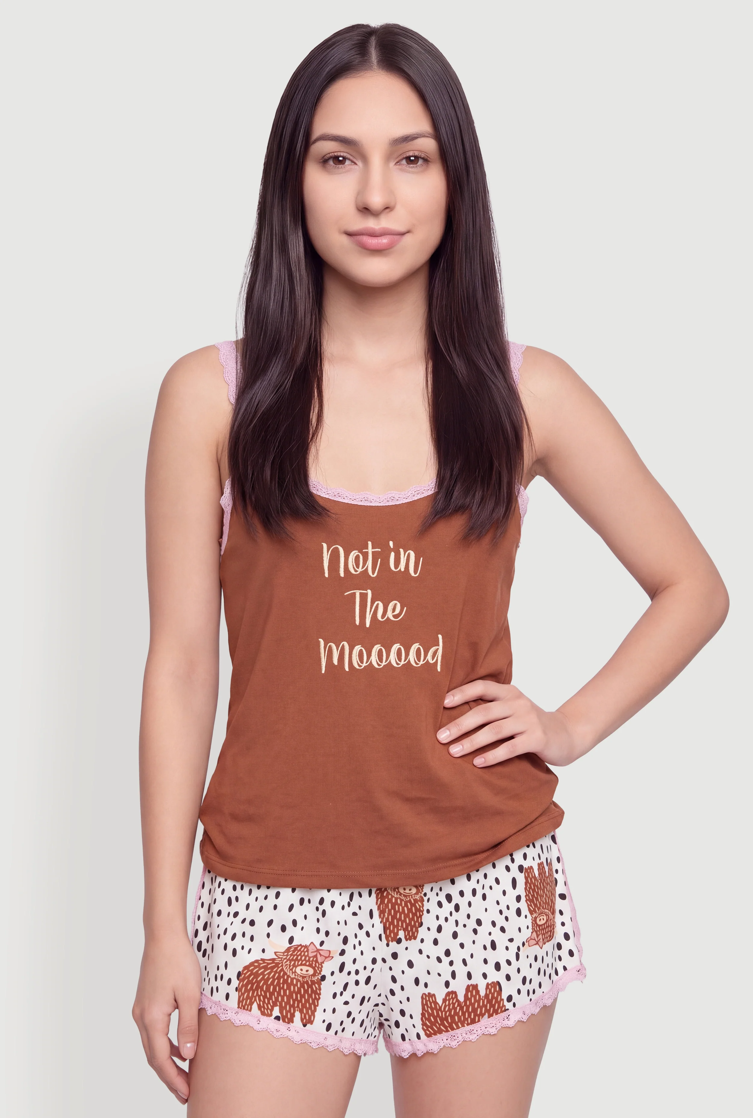 Not In The Mooood Graphic Pajama Cami and Shorts