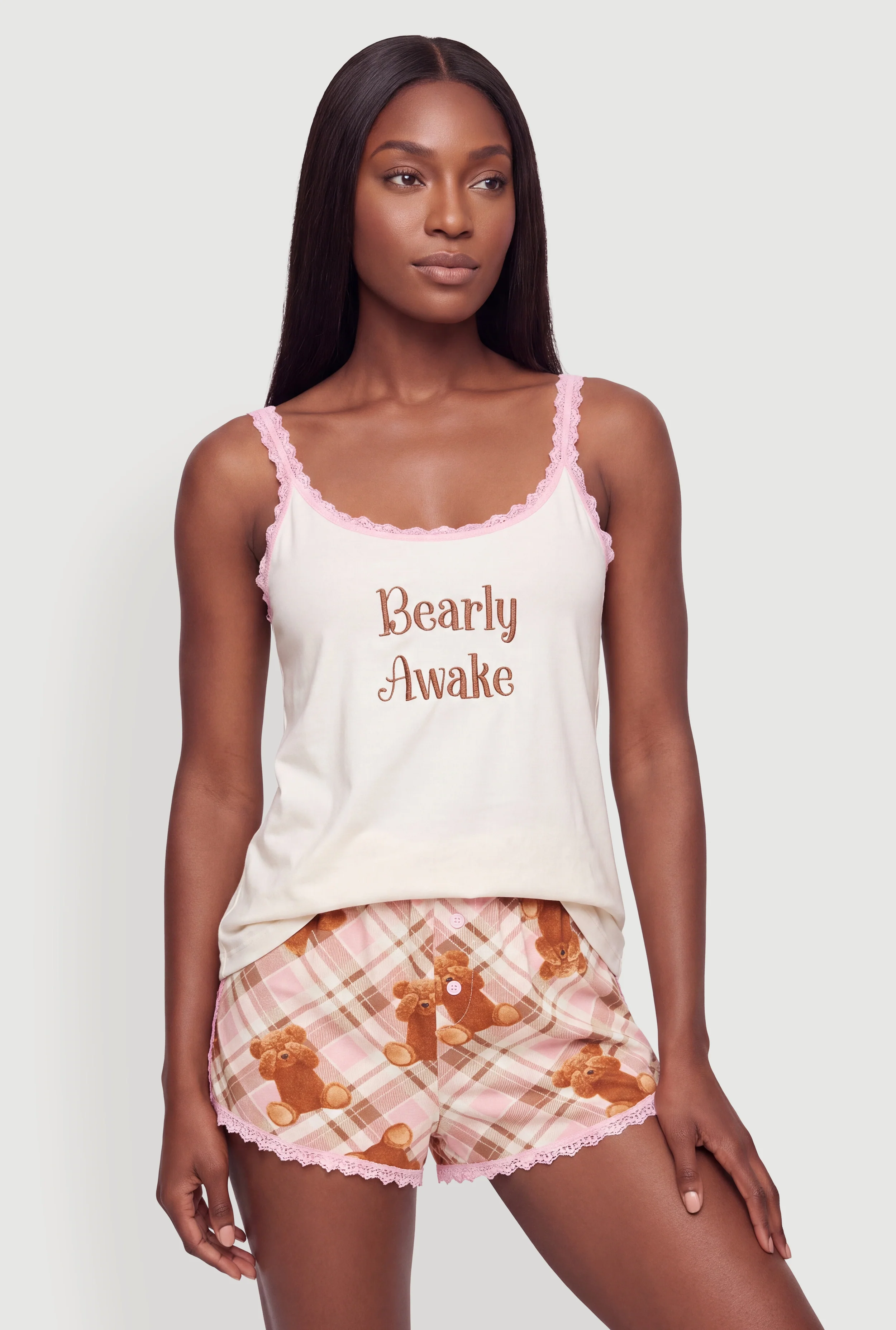 Bearly Awake Graphic Pajama Cami and Shorts