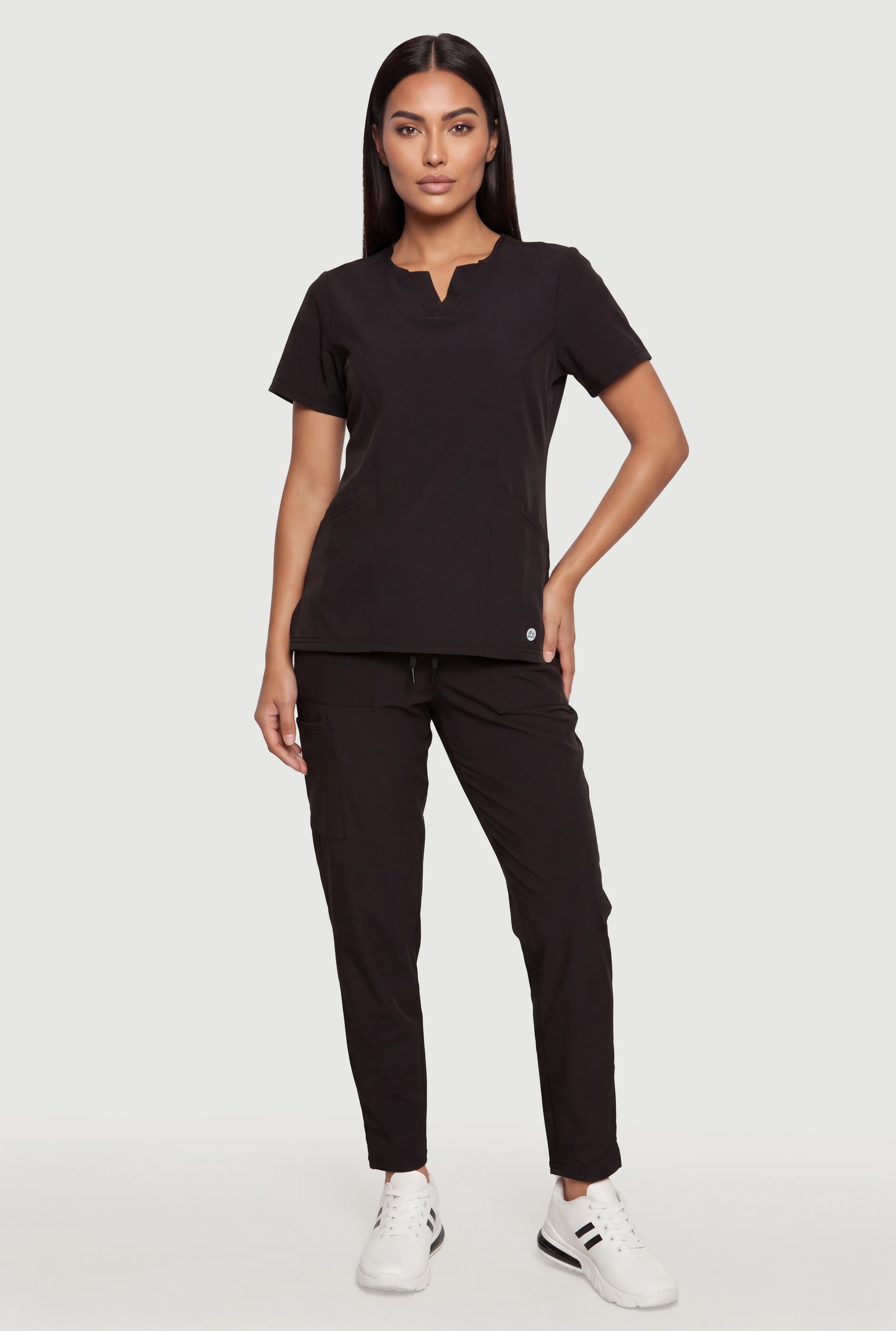 Notch Neck Short Sleeve Scrub Set