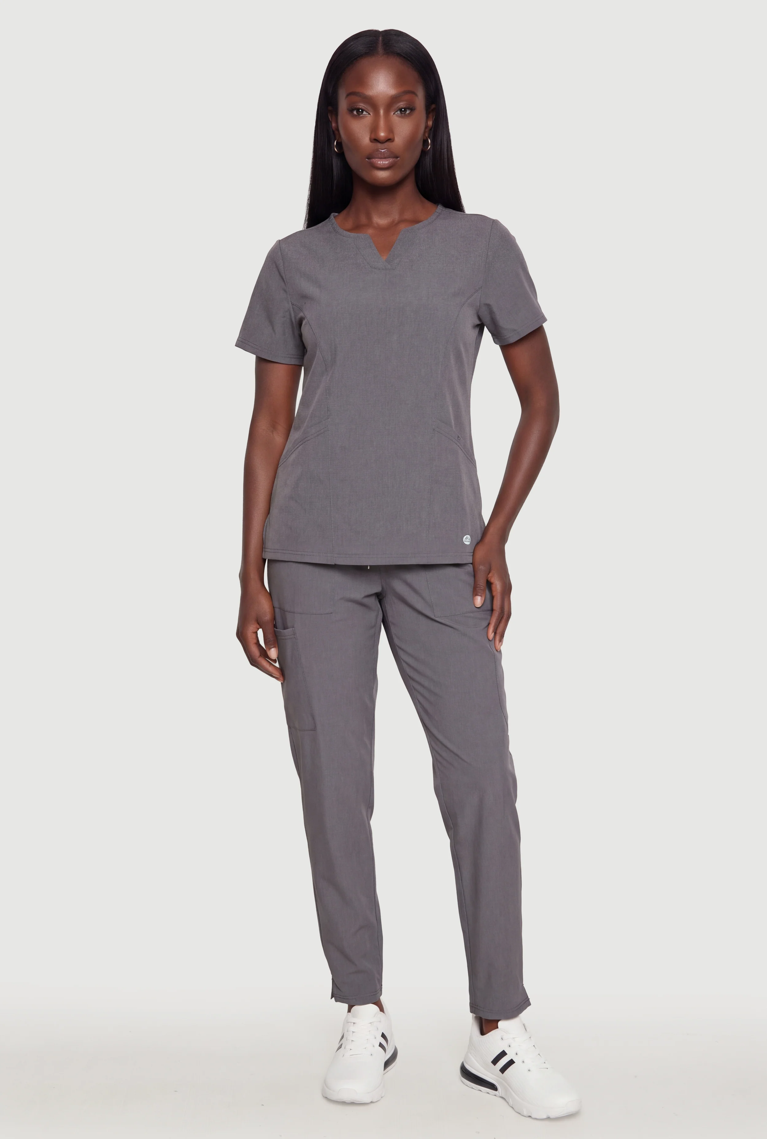 Short Sleeve Notch Neck Scrub Set