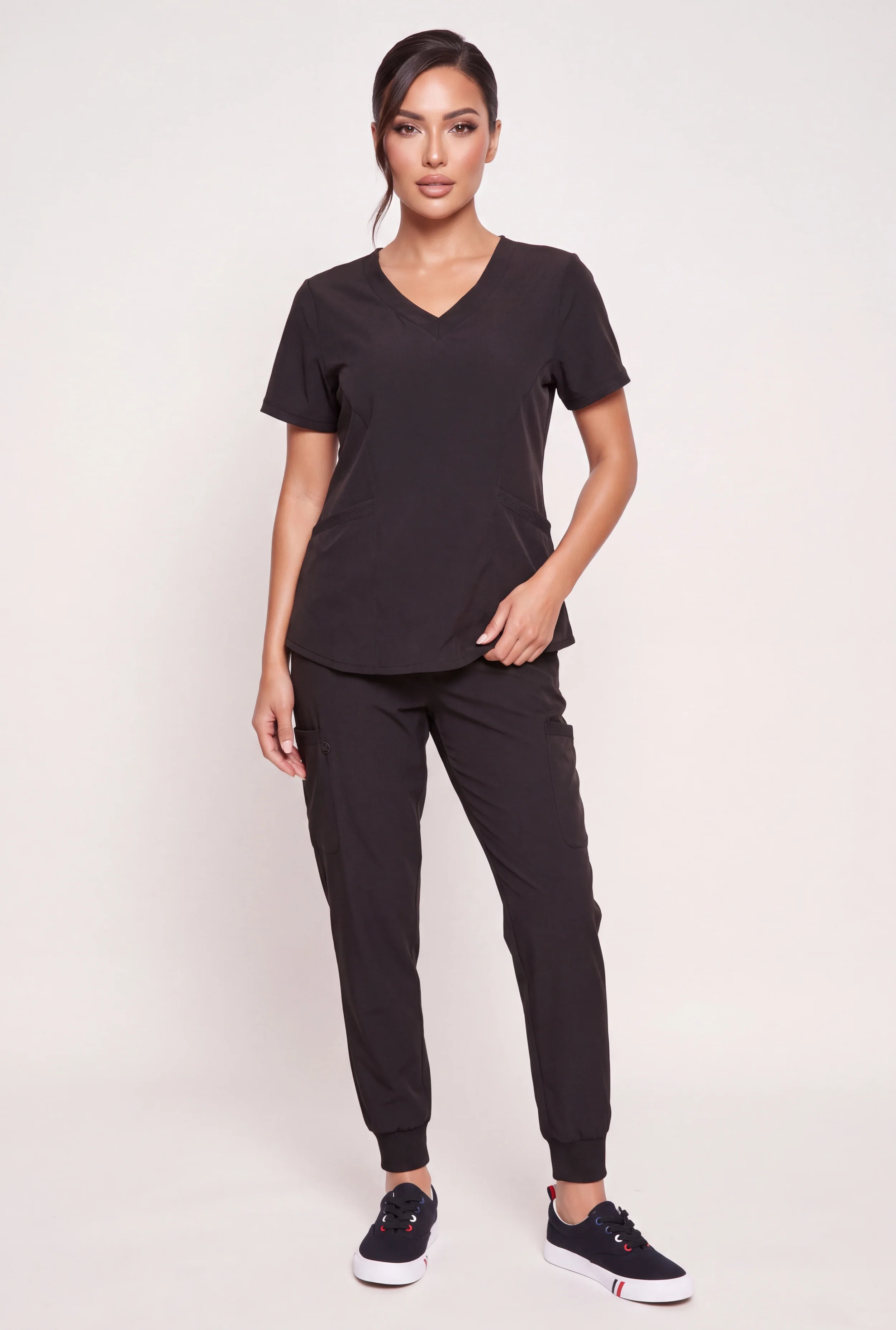 Short Sleeve and Cargo Joggers Scrub Set