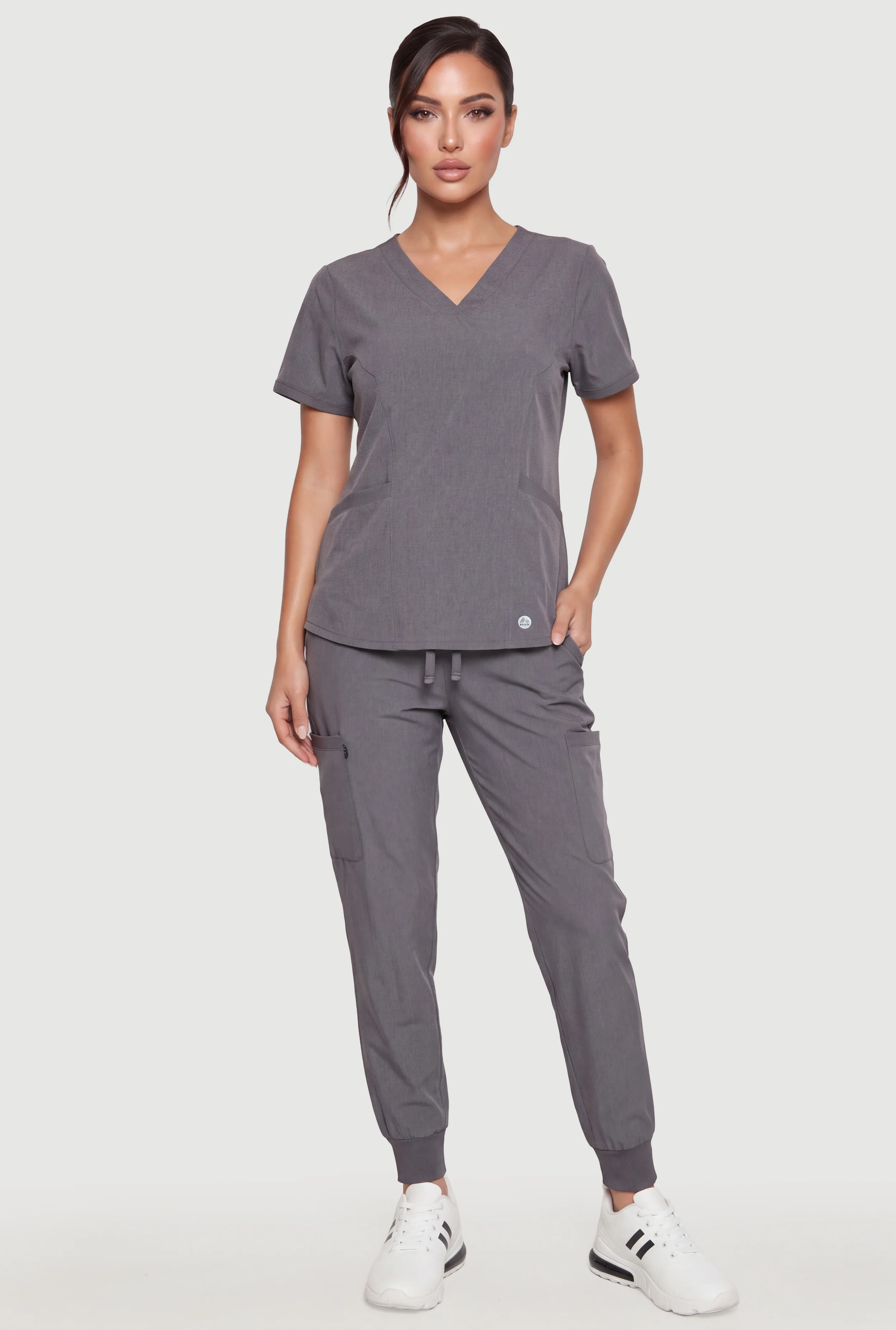 V Neck Short Sleeve and Joggers Scrub Set