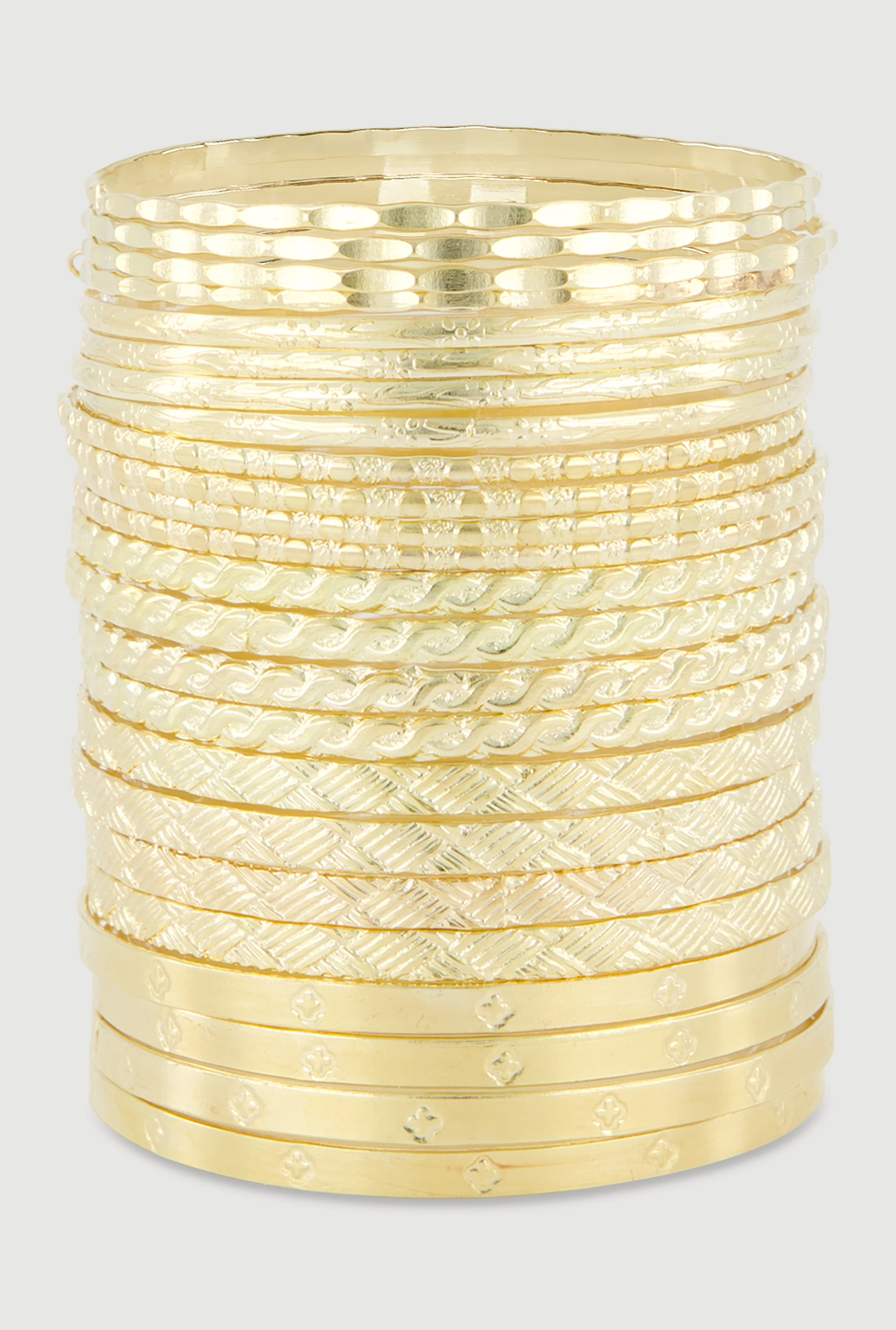 Textured Metallic Bangles Set of 24