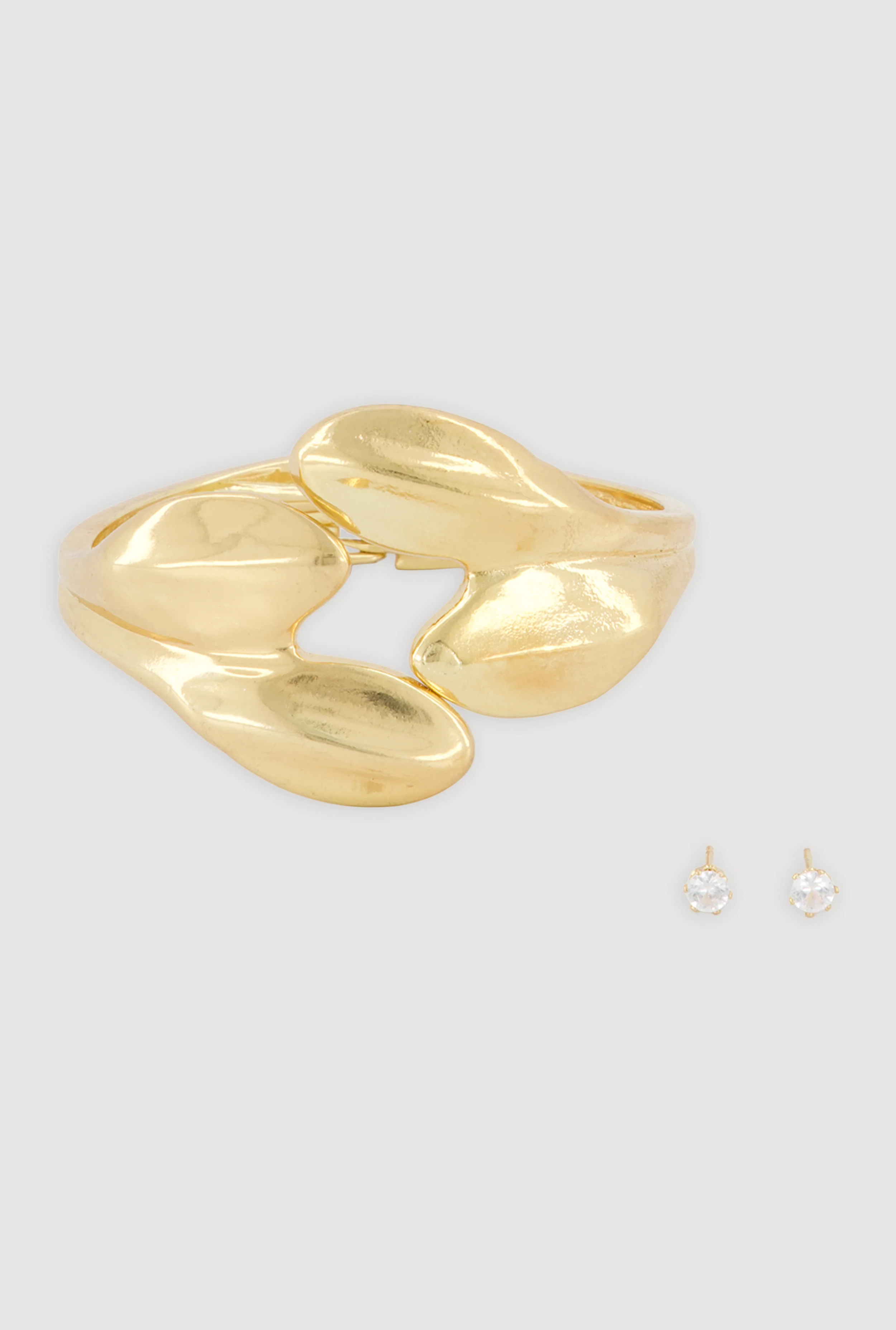 Sculpted Hinge Bracelet and Stud Earrings Set