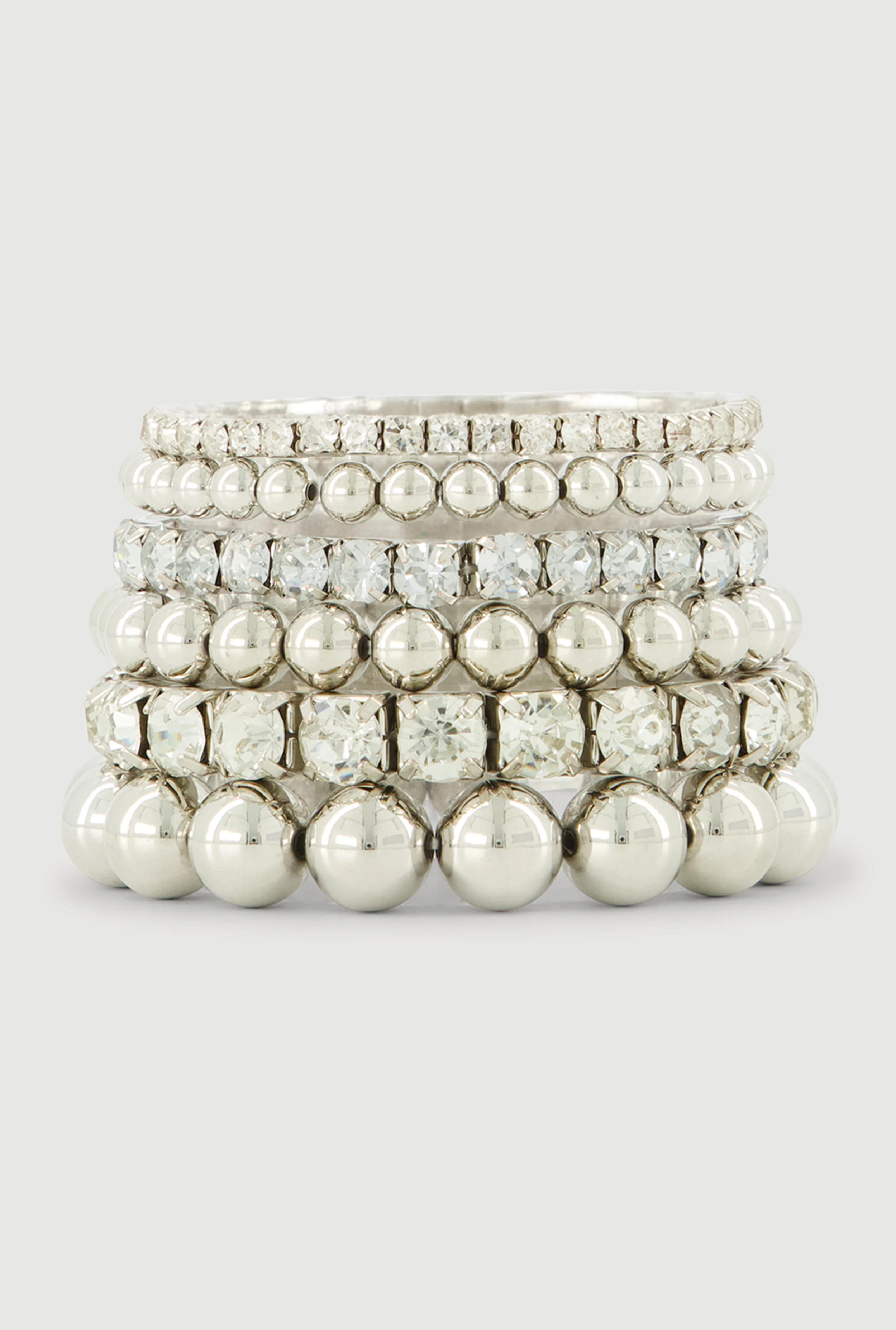 Rhinestone and Beaded Stretch Bracelets Set of 6