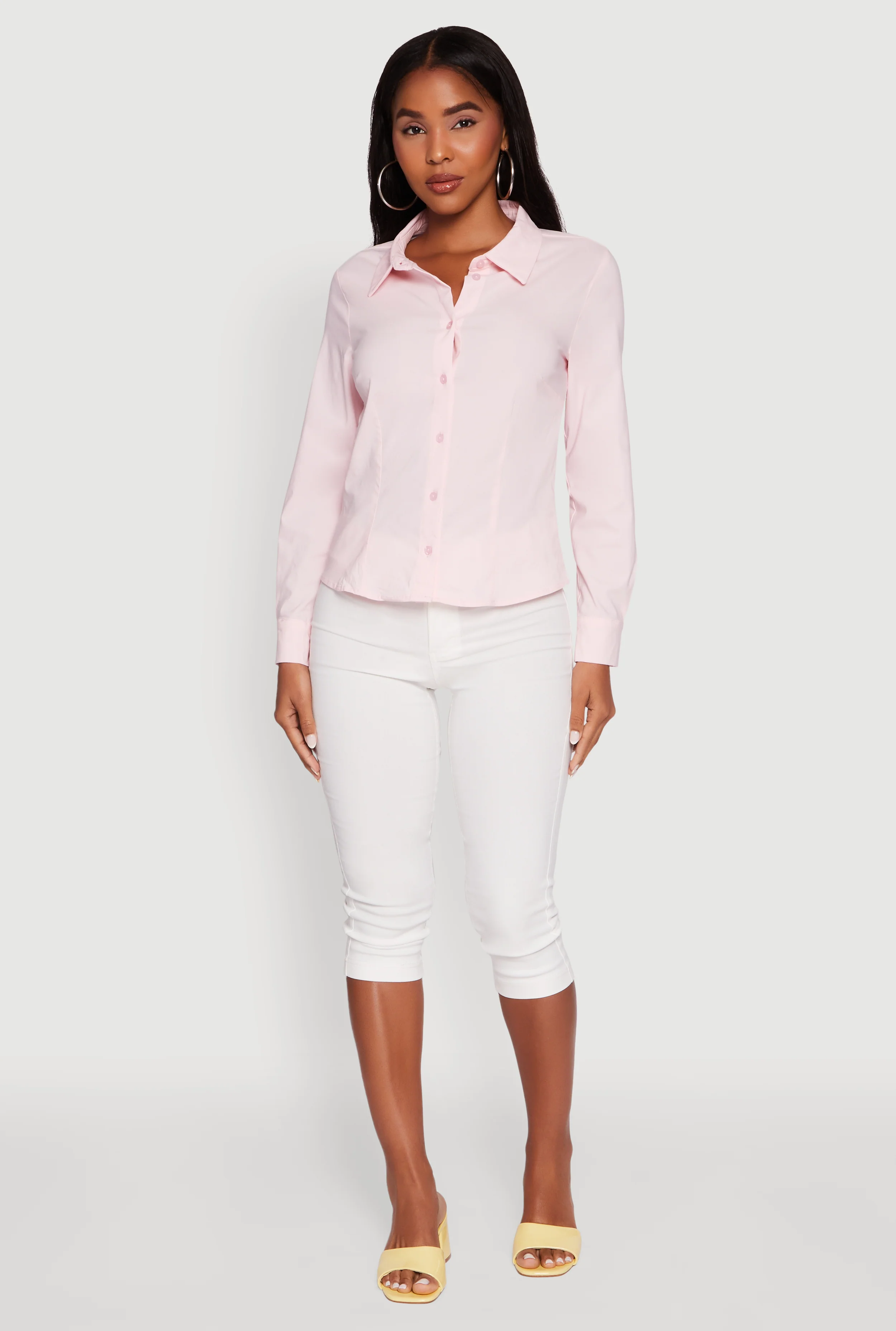Iris Classic Fit Solid Button Front Long Sleeve Shirt