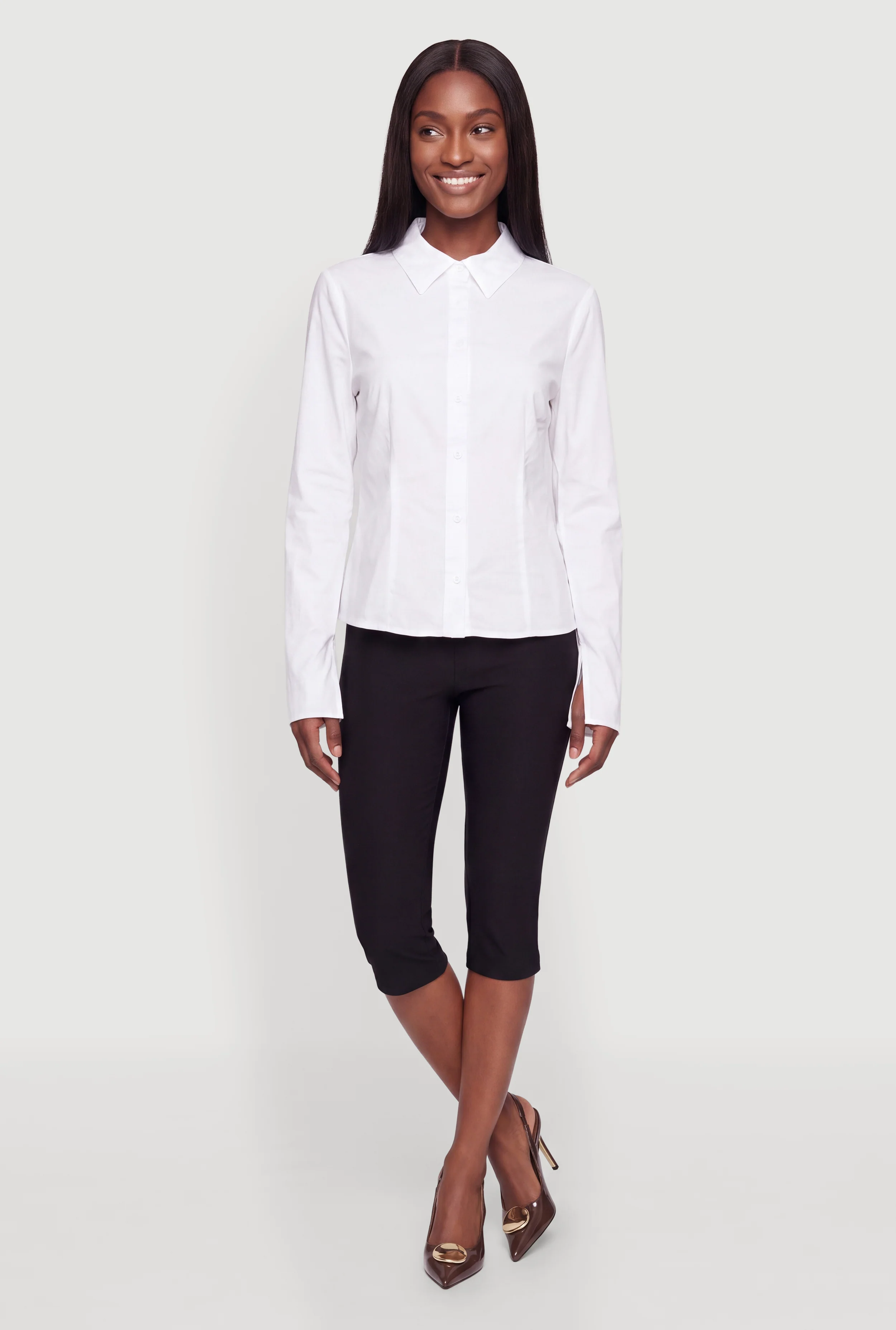 Long Sleeve Poplin Button Down Shirt