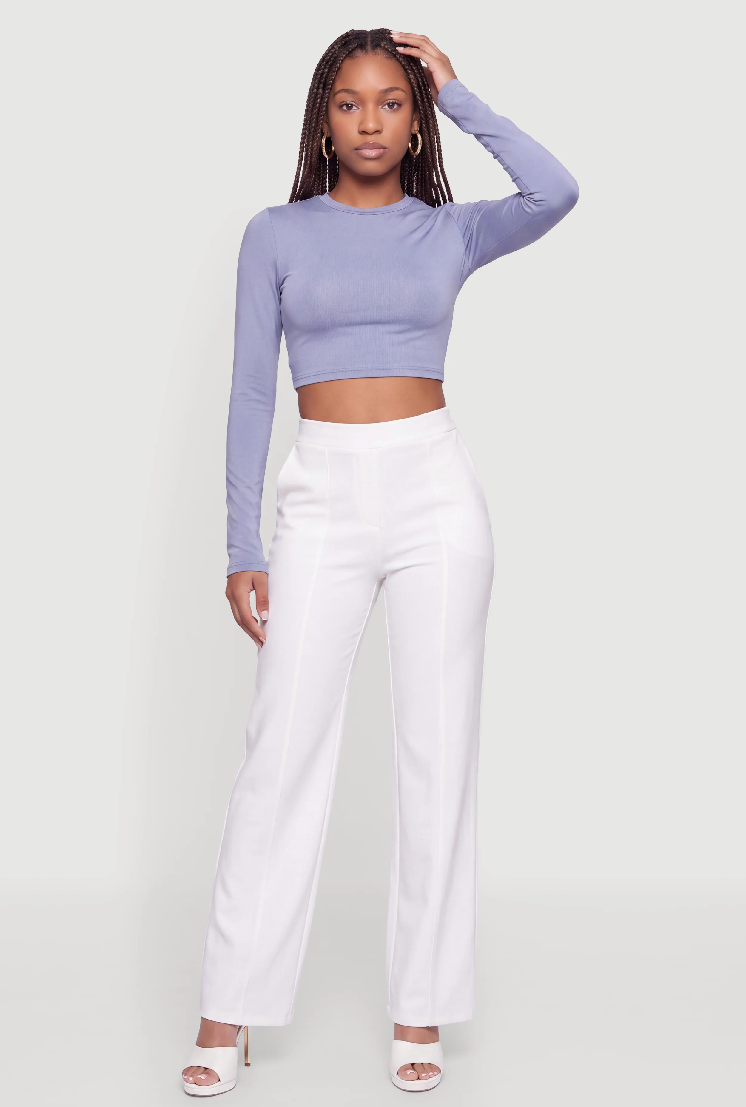 Crew Neck Long Sleeve Crop Top