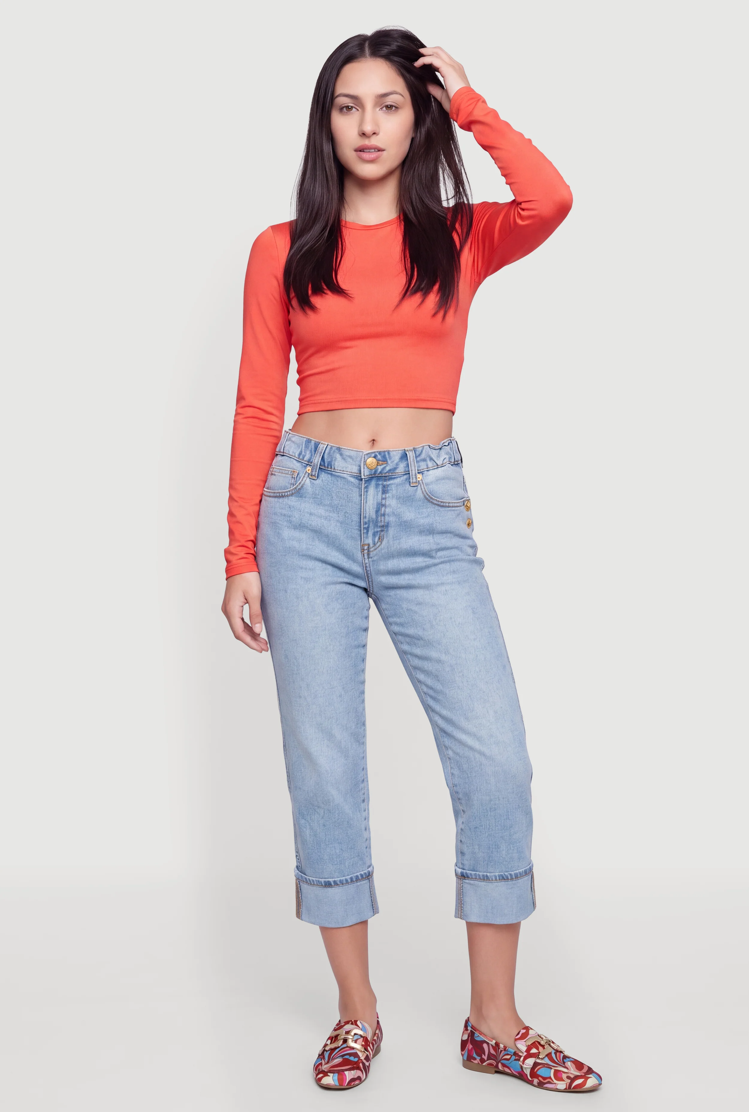 Long Sleeve Crew Neck Crop Top