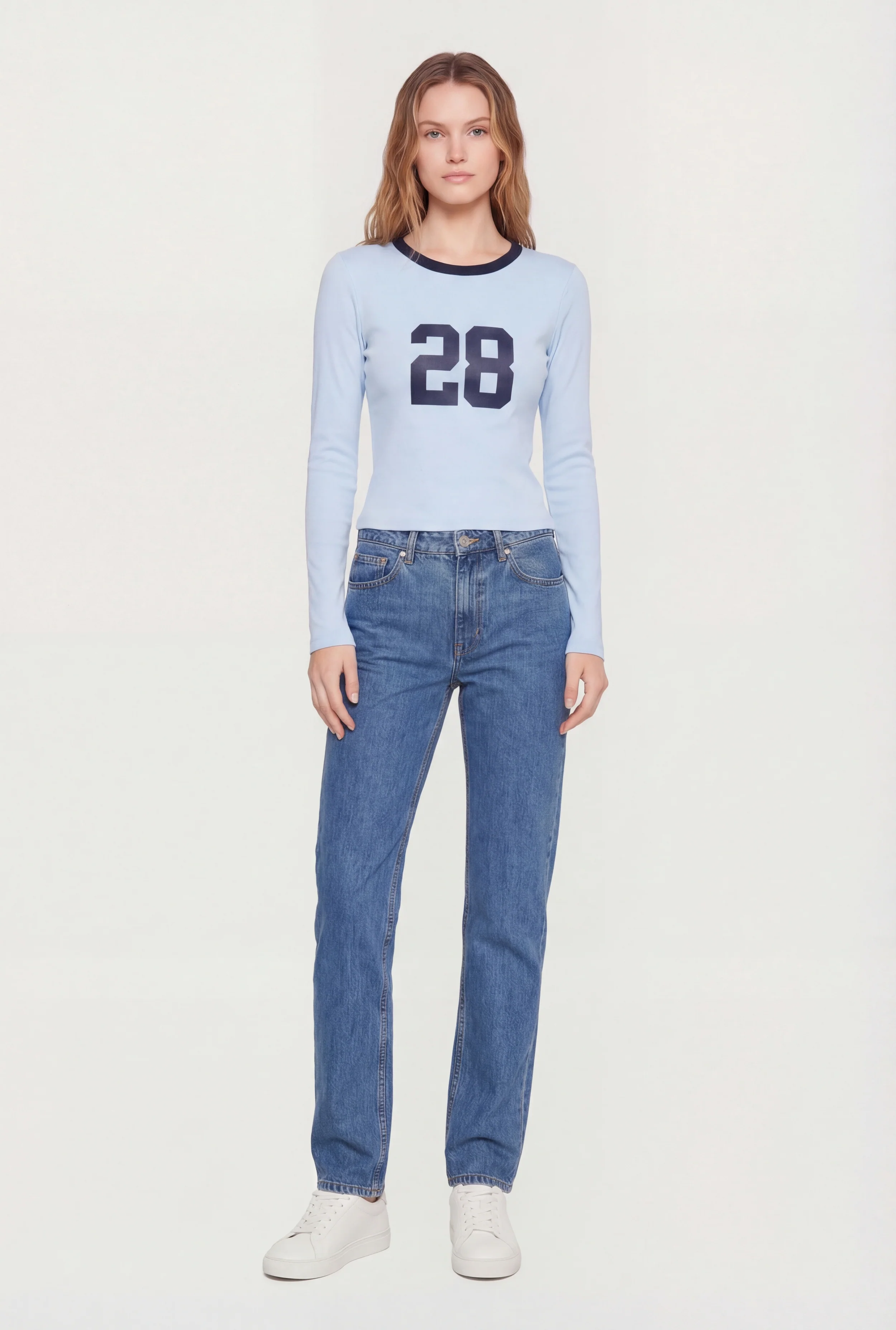 28 Graphic Long Sleeve Crew Neck Top